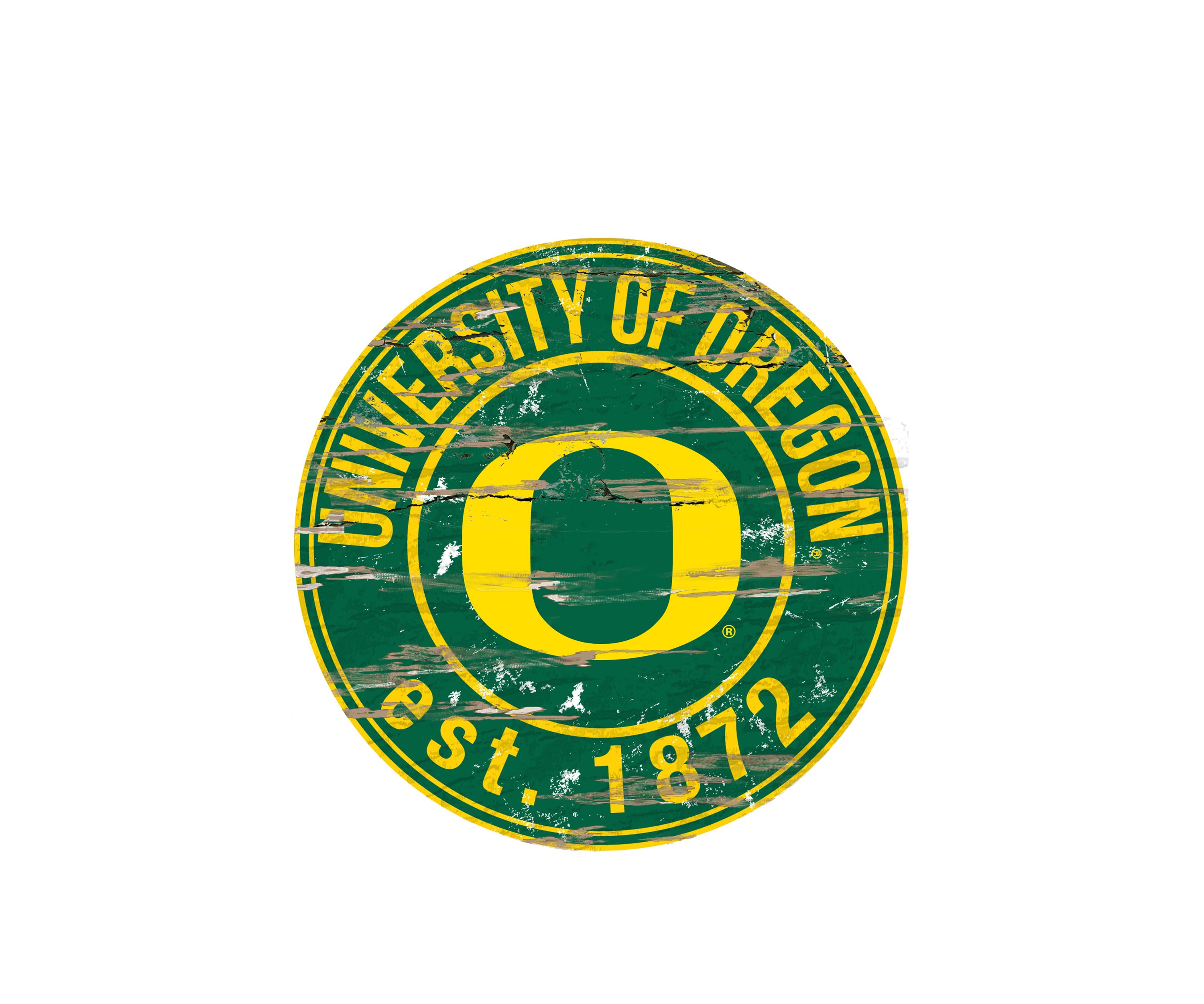 NCAA Oregon Ducks Distressed Round Sign
