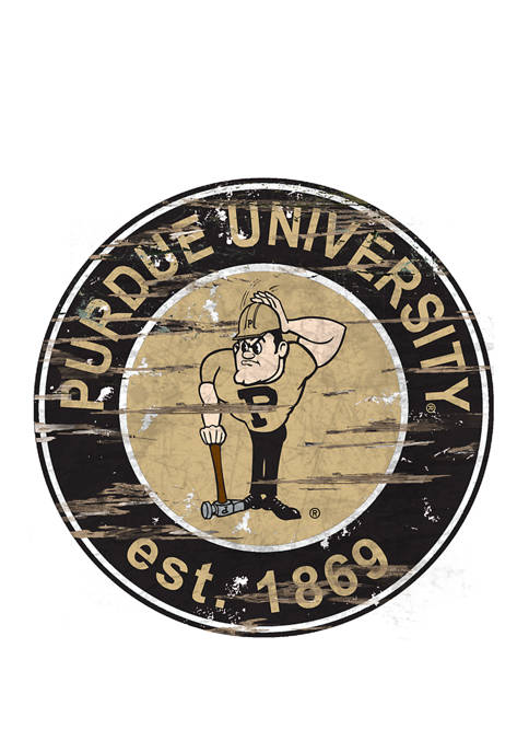 NCAA Purdue Boilermakers Distressed Round Sign