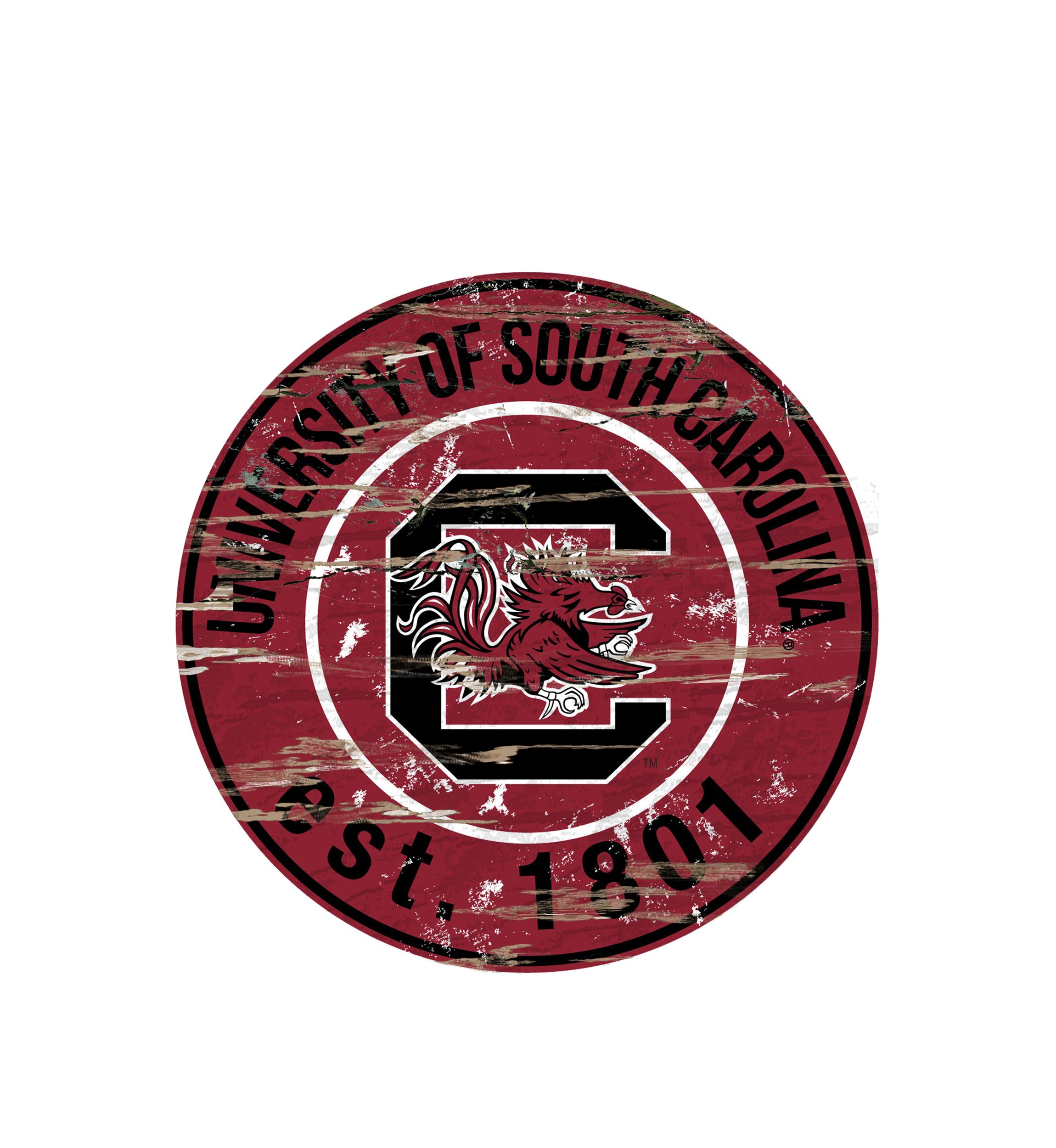 NCAA South Carolina Gamecocks Distressed Round Sign