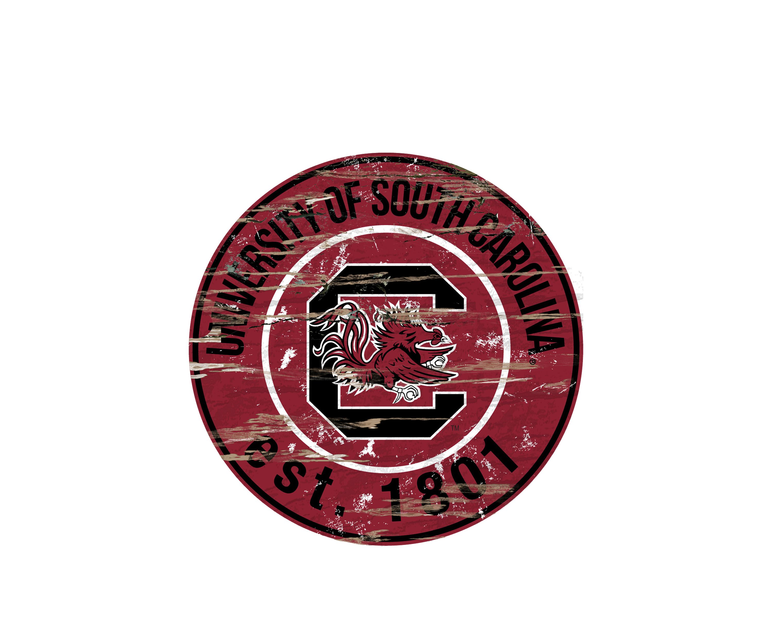 NCAA South Carolina Gamecocks Distressed Round Sign