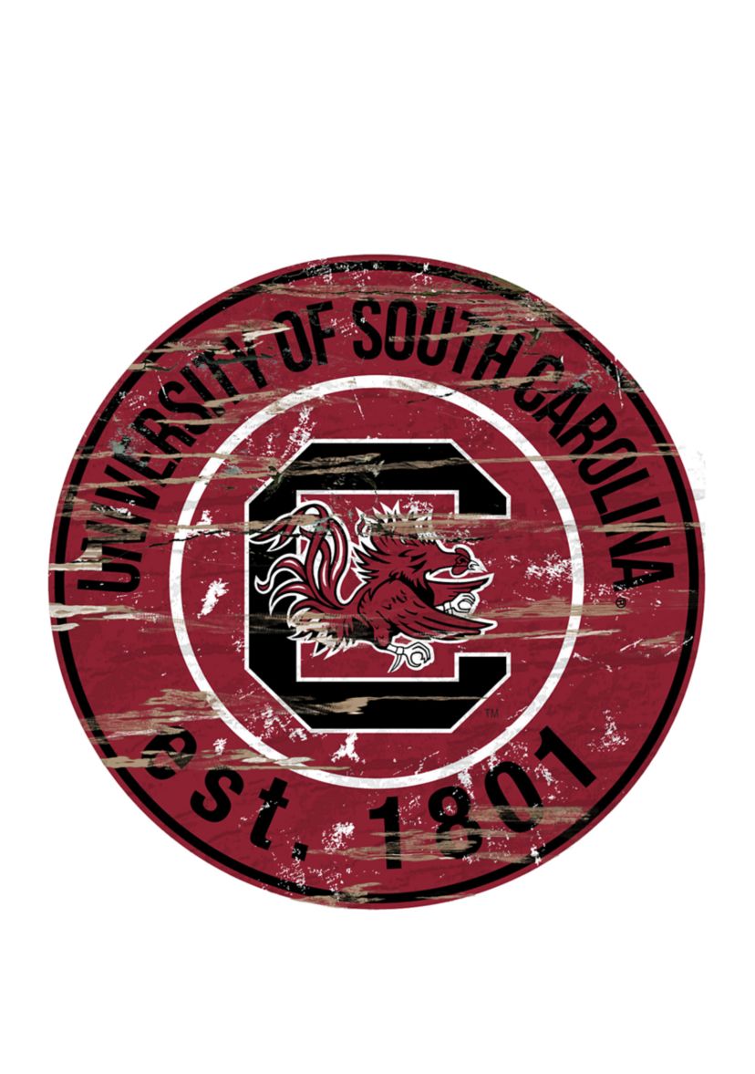 NCAA South Carolina Gamecocks Distressed Round Sign