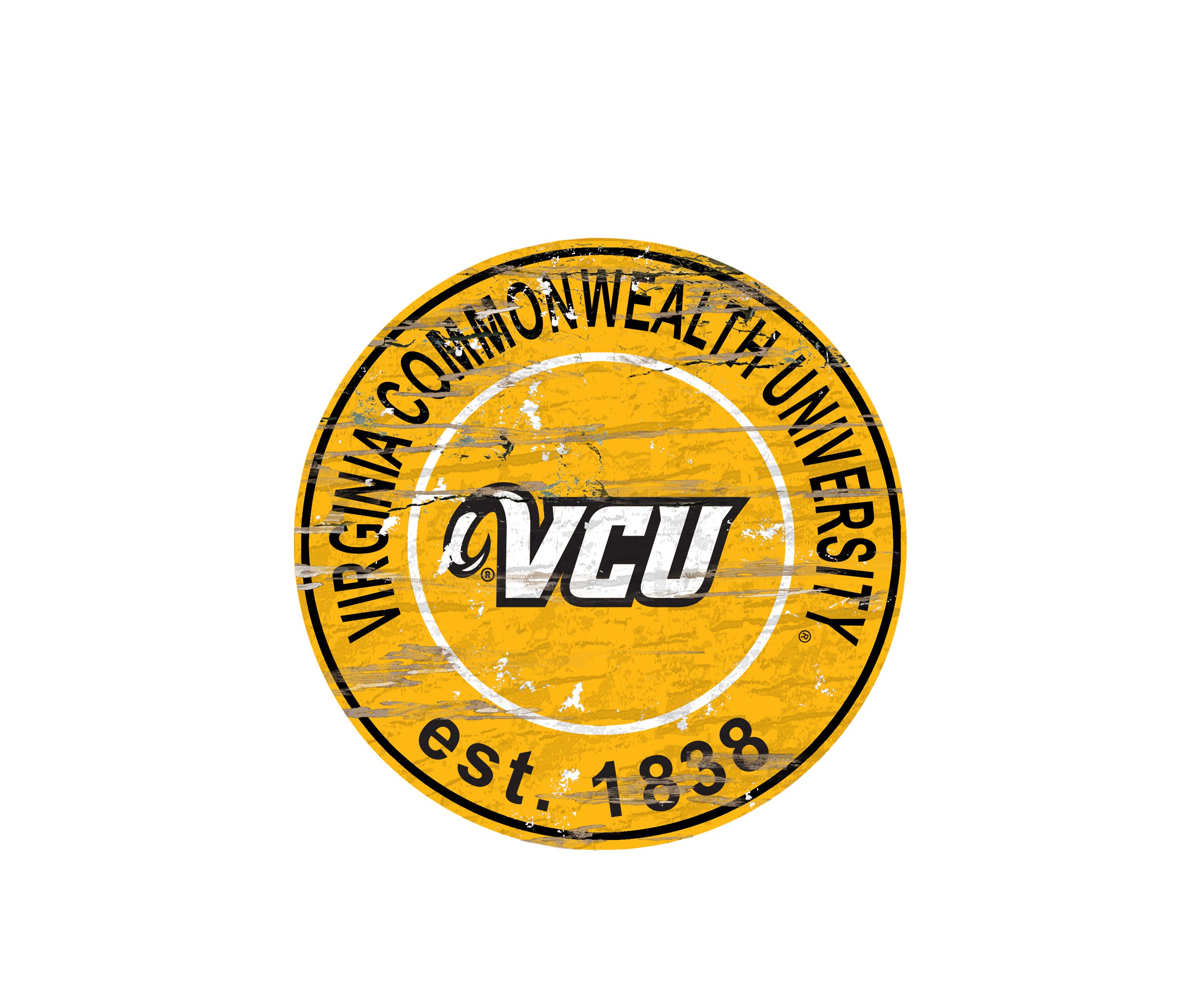 NCAA VCU Rams Distressed Round Sign