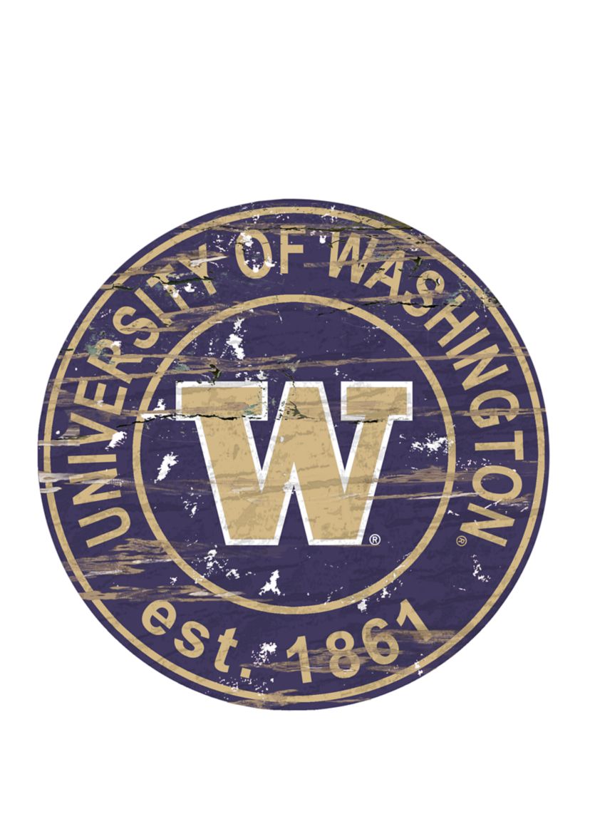 NCAA Washington Huskies  Distressed Round Sign