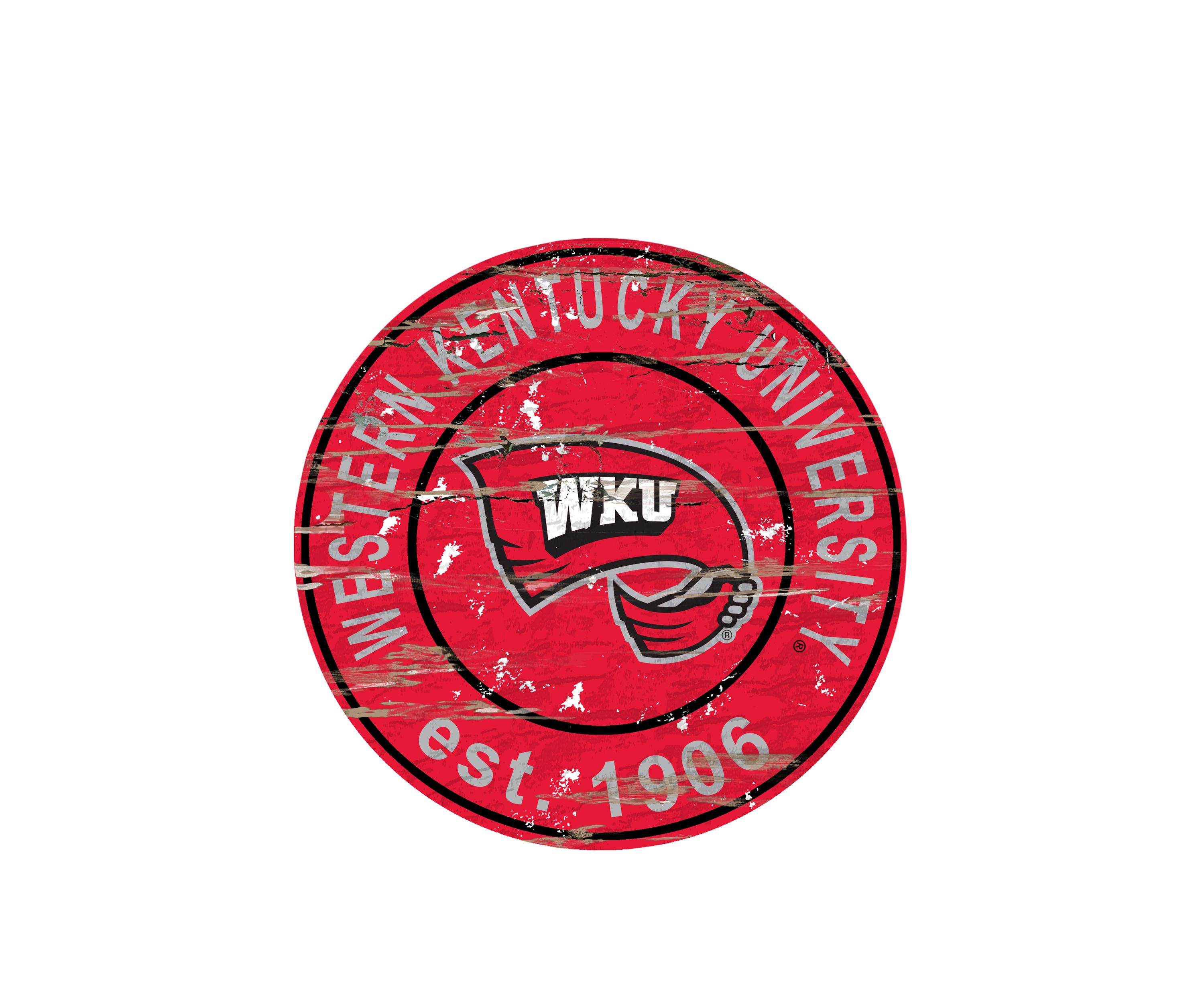 NCAA Western Kentucky Hilltoppers Distressed Round Sign
