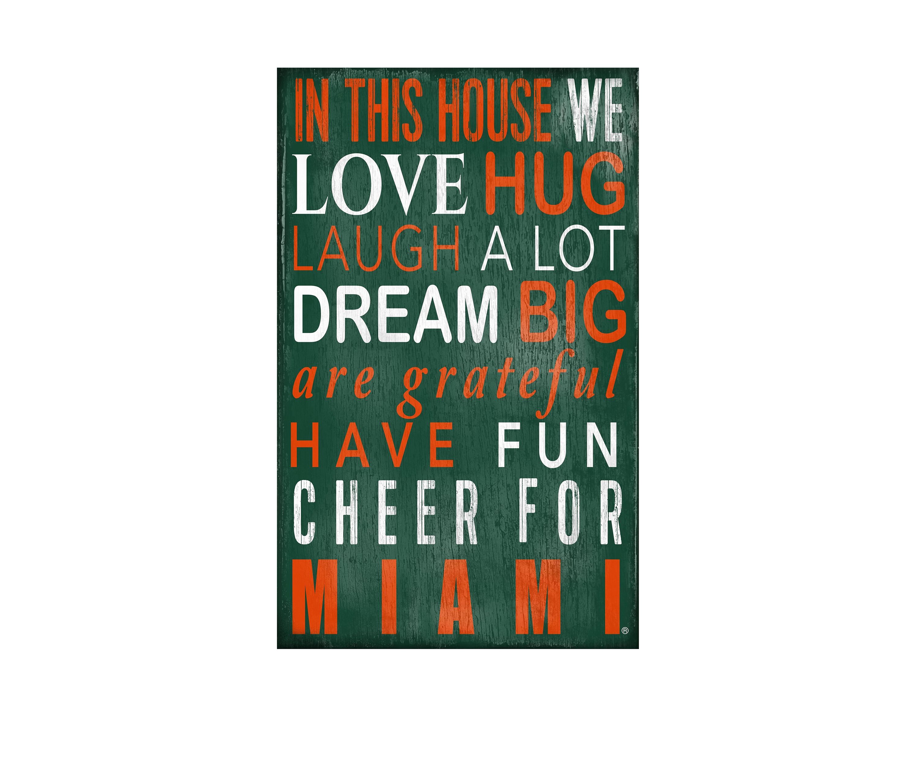 NCAA University of Miami Hurricans In This House Sign