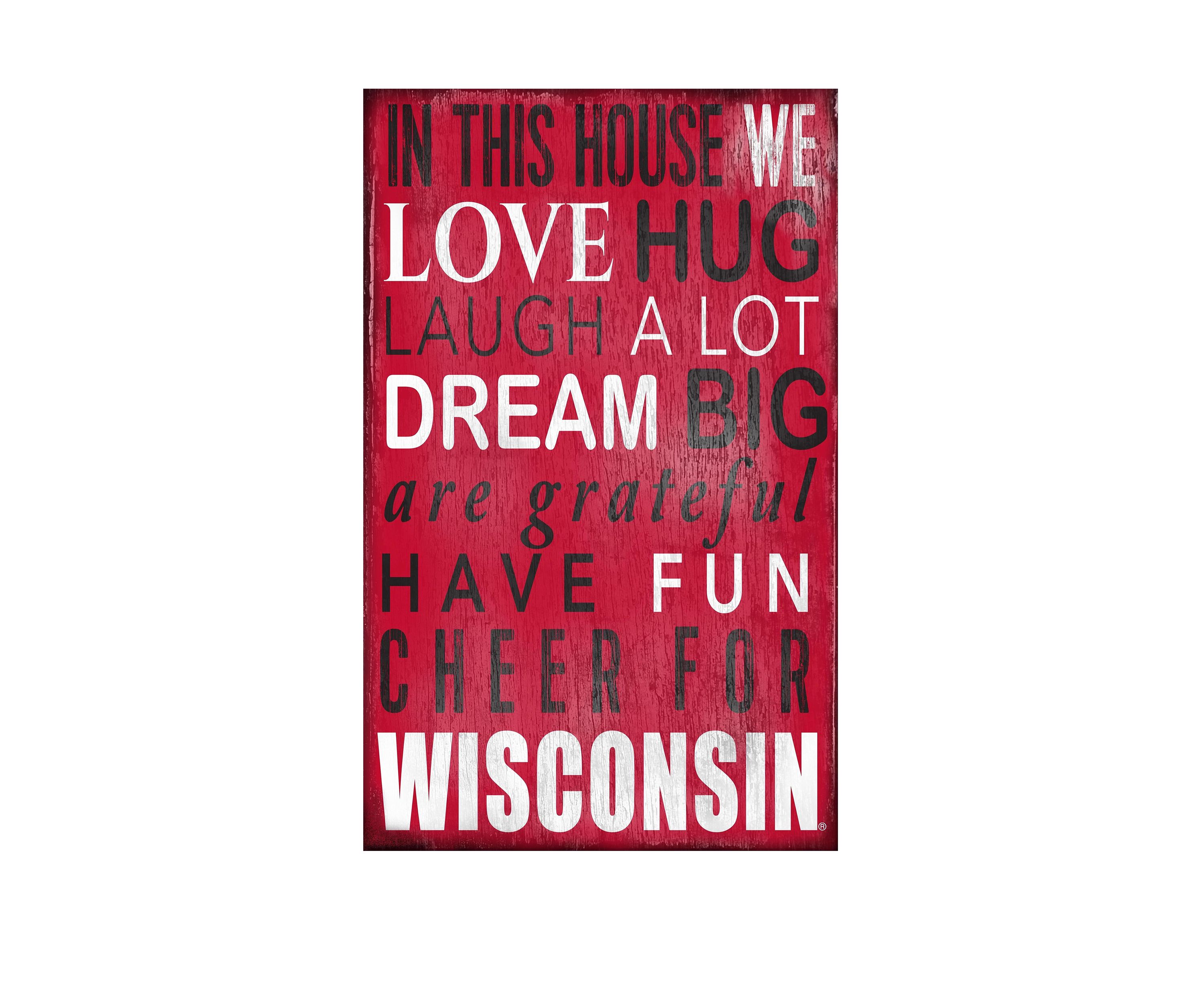 NCAA University of Wisconsin Badgers In This House Sign
