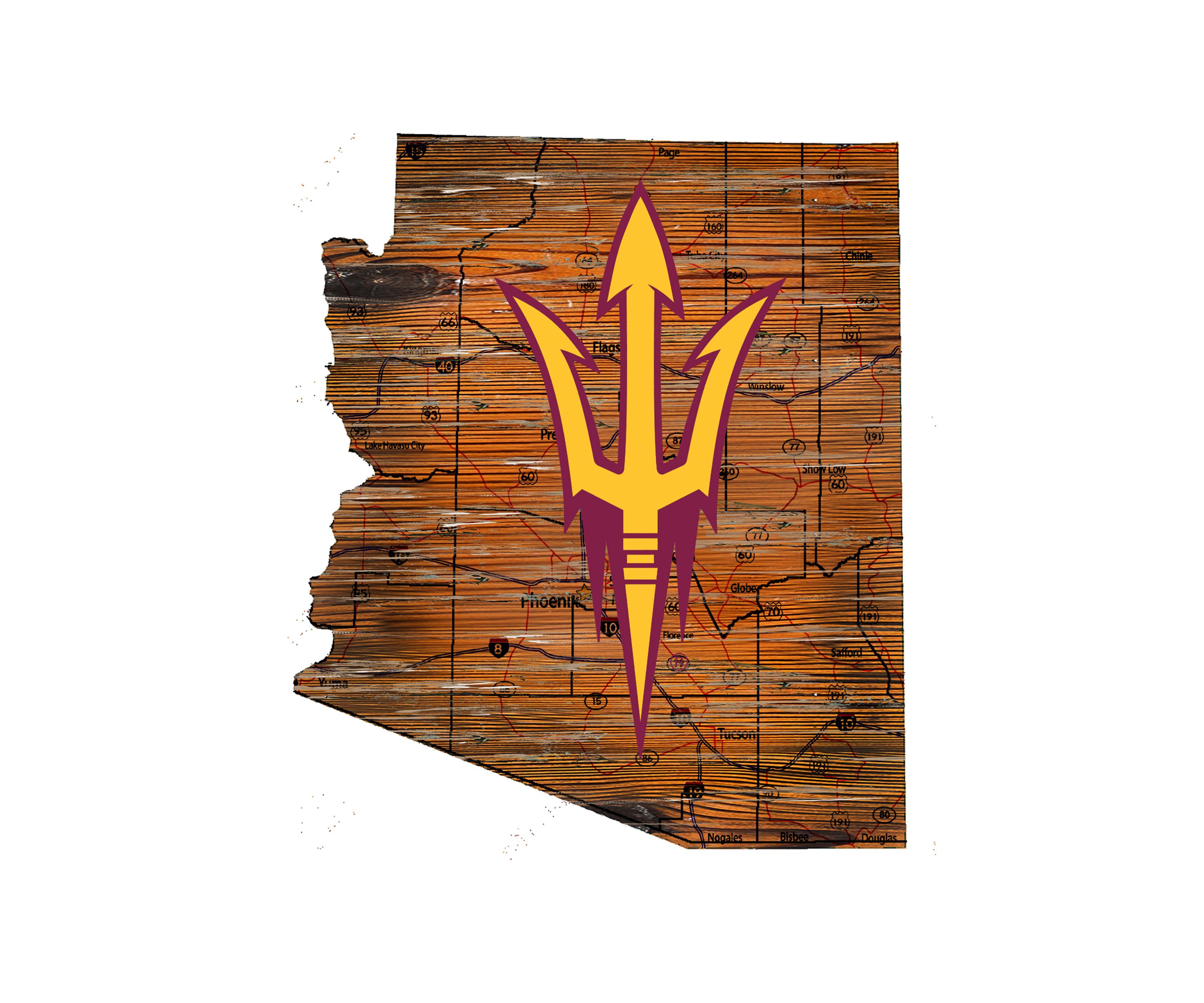 NCAA Arizona State Sun Devils Distressed State with Logo