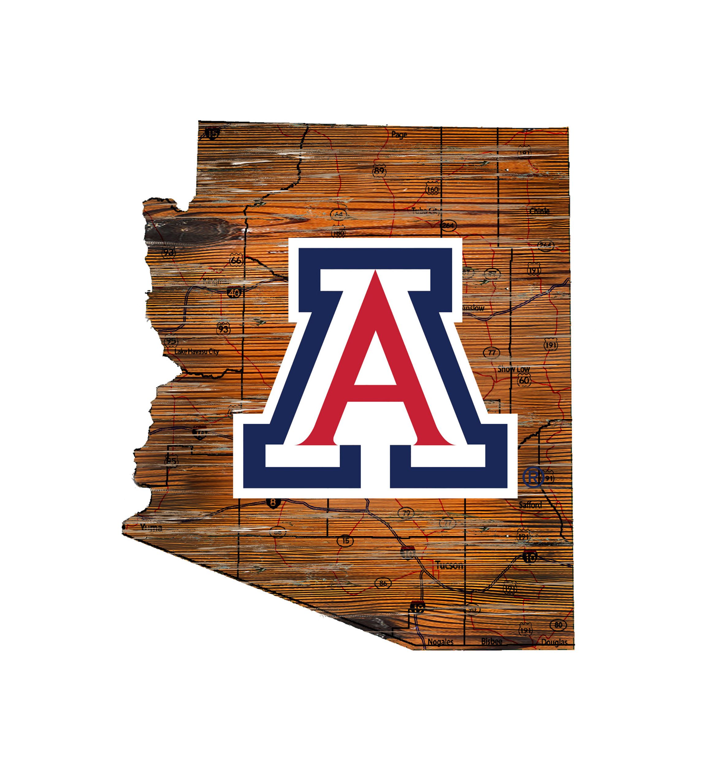 NCAA Arizona Wildcats Distressed State with Logo