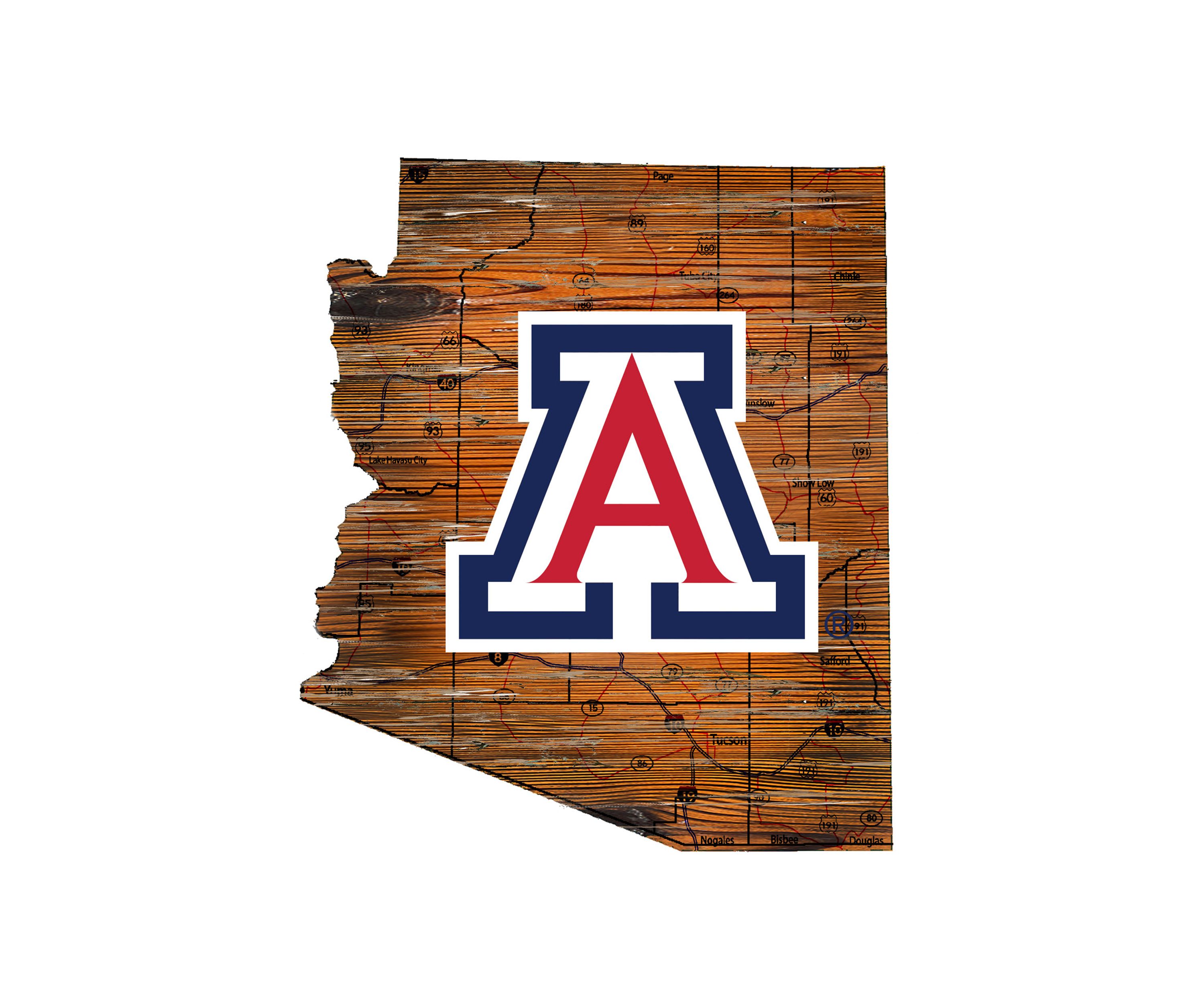 NCAA Arizona Wildcats Distressed State with Logo