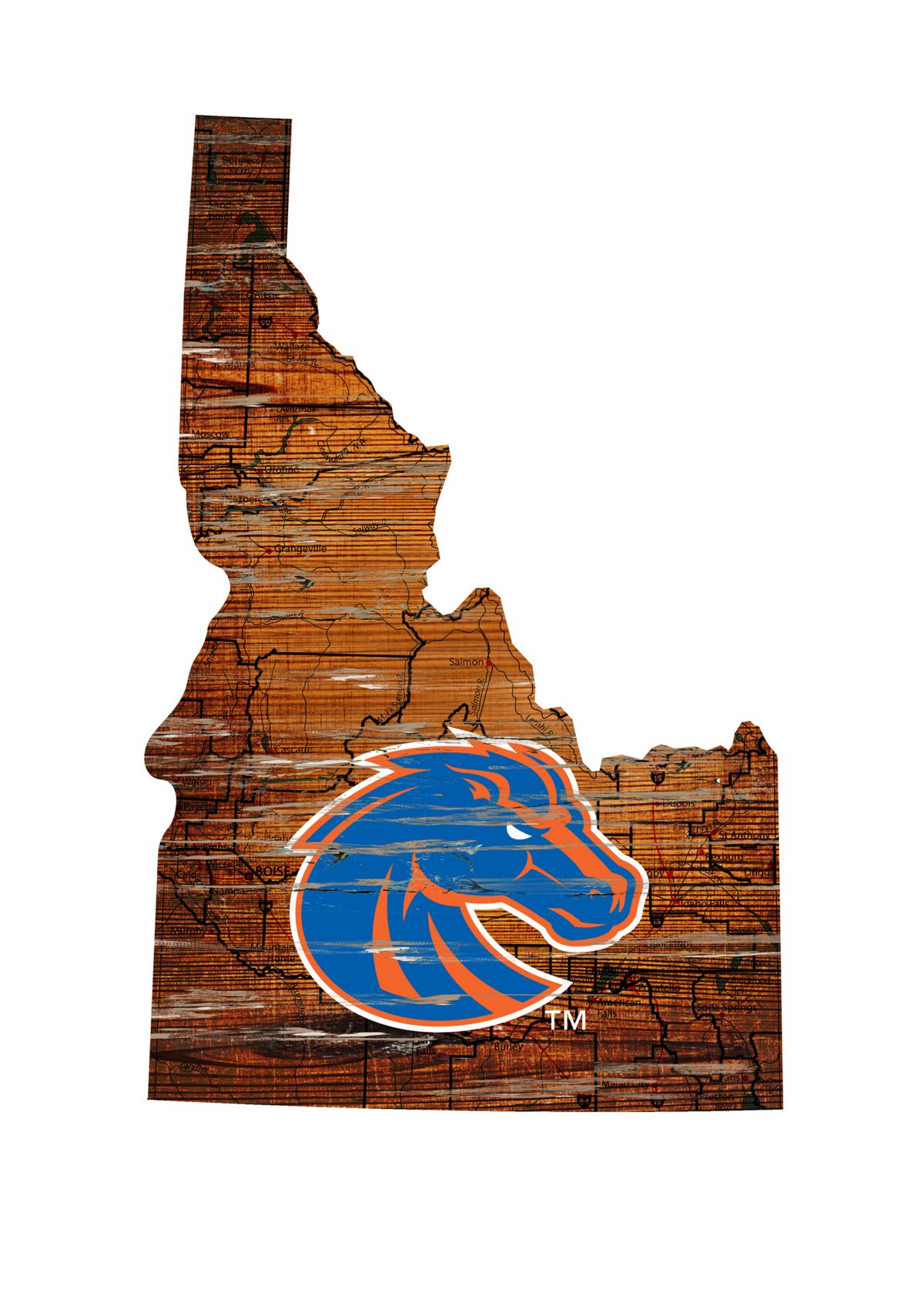 NCAA Boise State Broncos Distressed State with Logo