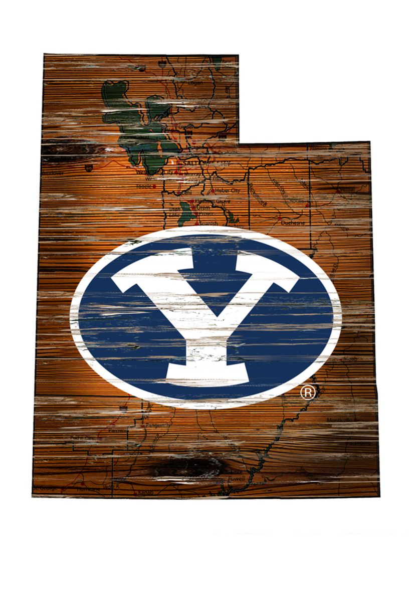 NCAA Brigham Young University Cougars Distressed State with Logo