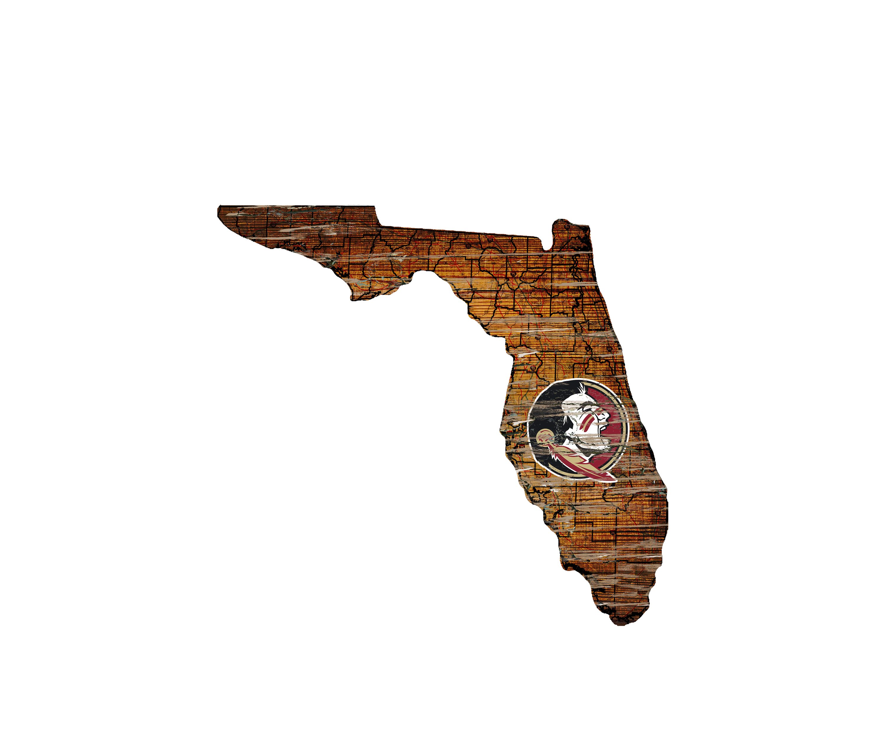 NCAA Florida State Seminoles Distressed State with Logo