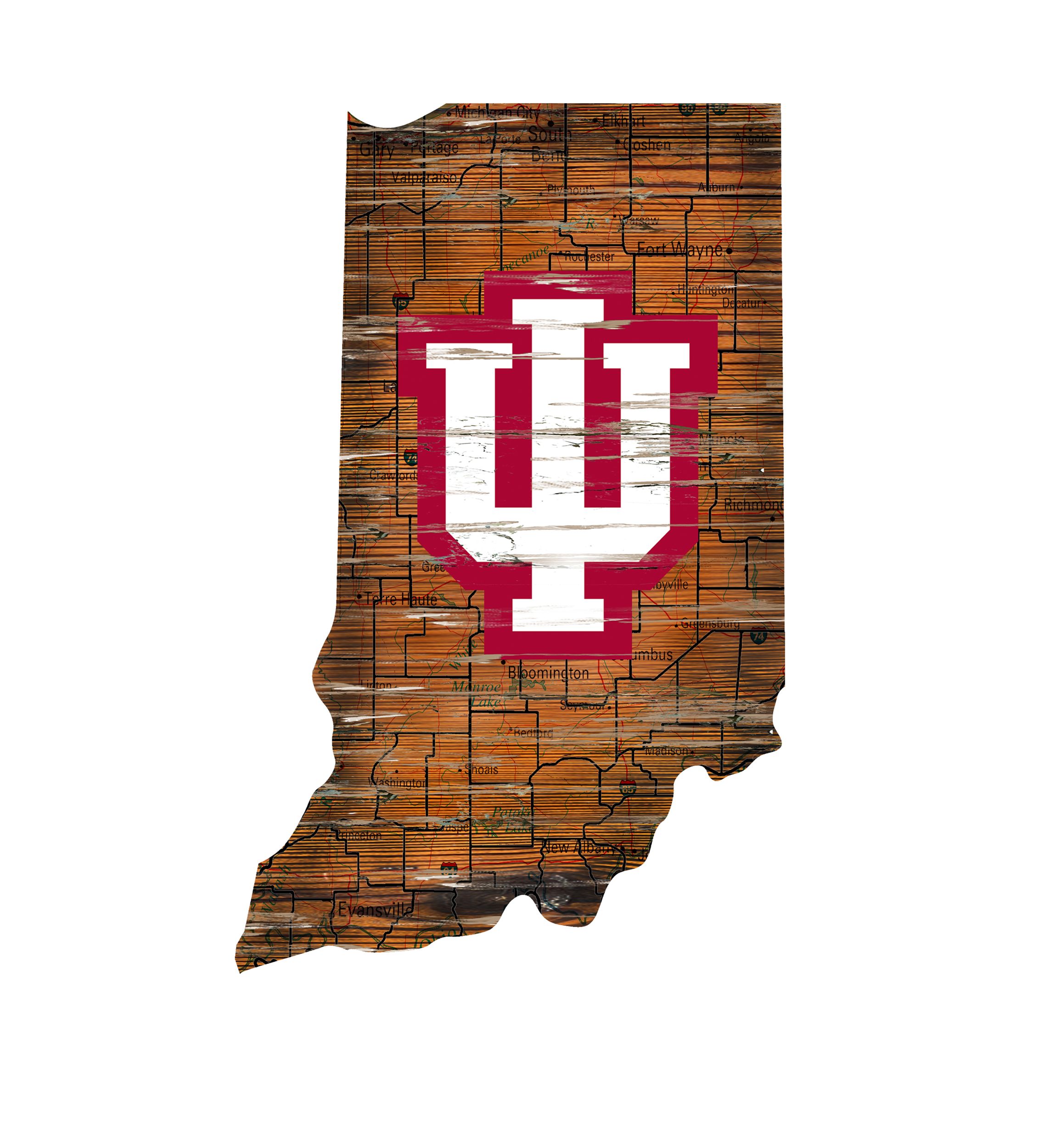 NCAA Indiana Hoosiers Distressed State with Logo