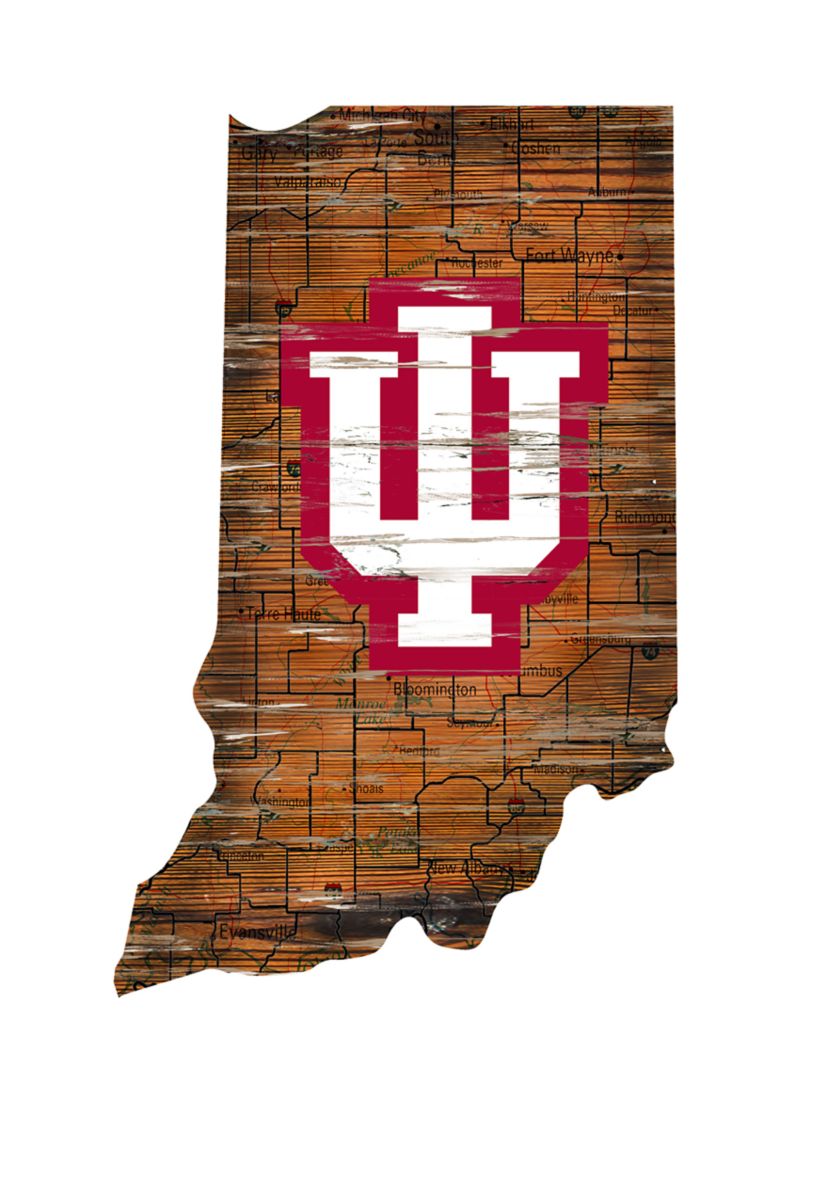 NCAA Indiana Hoosiers Distressed State with Logo