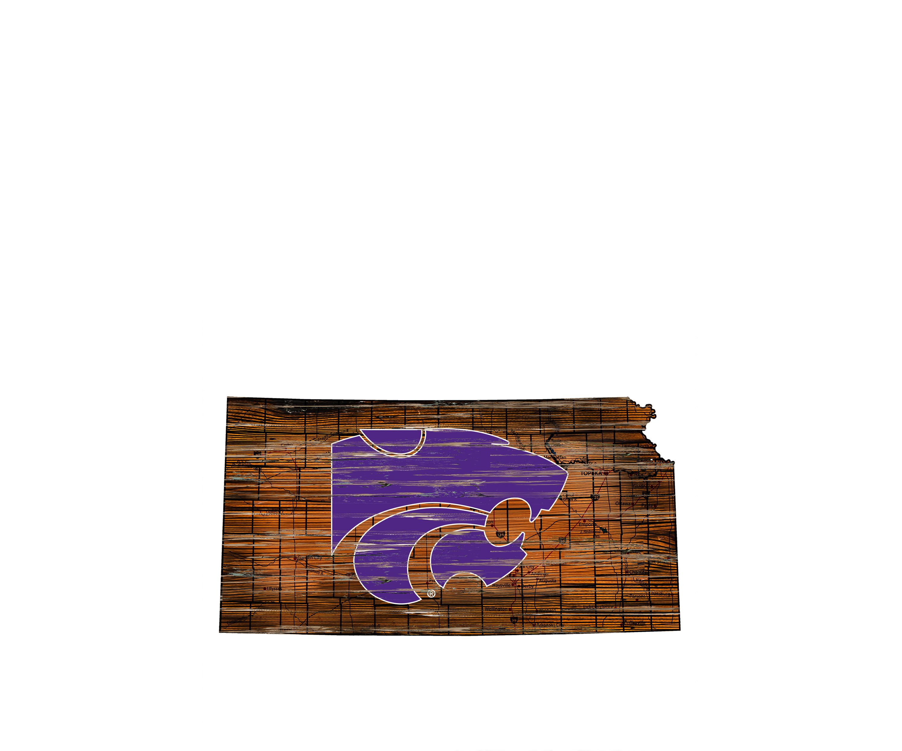 NCAA Kansas State Wildcats Distressed State with Logo