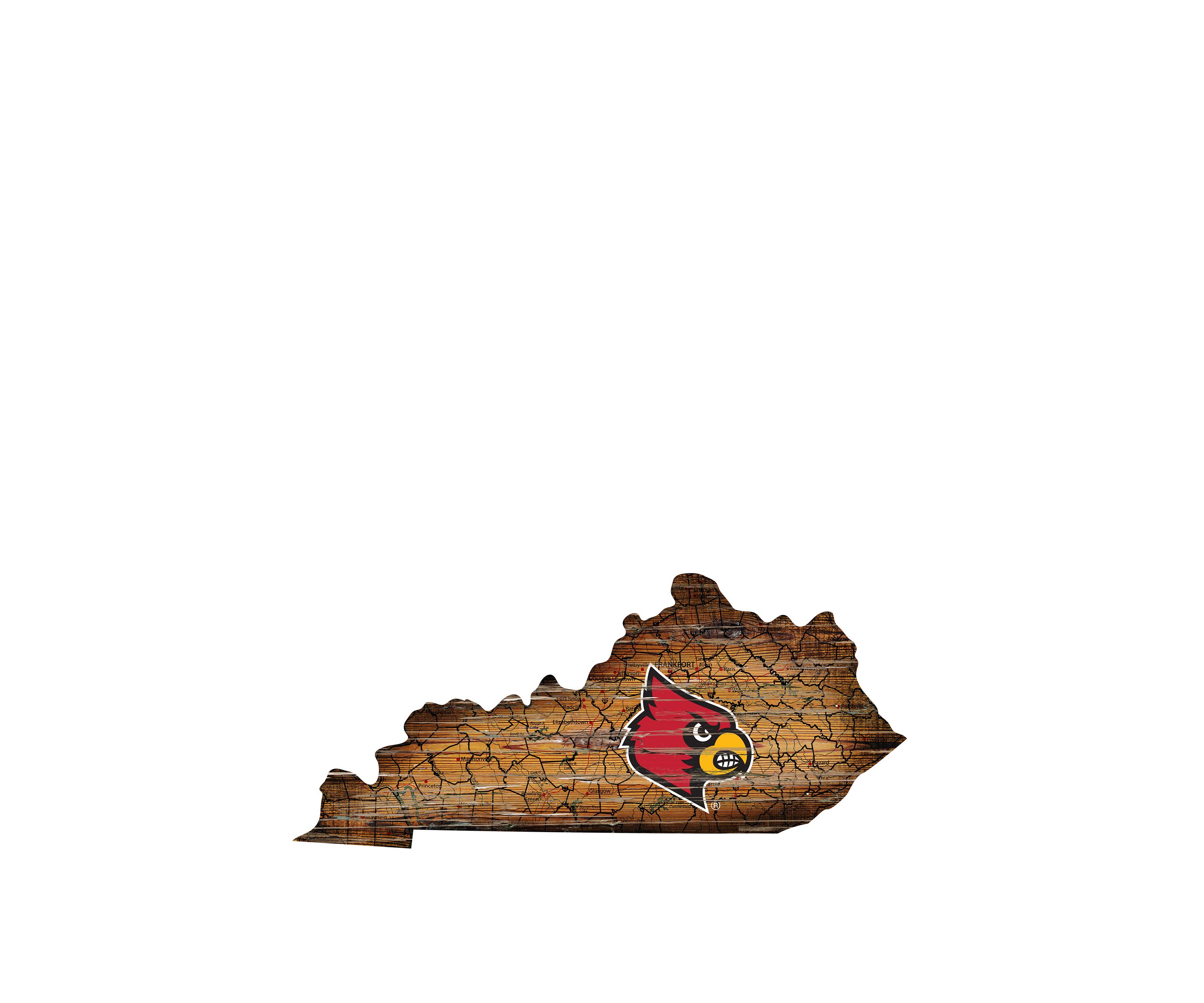 NCAA Louisville Cardinals 24 in x 24 in Distressed State Sign with Logo