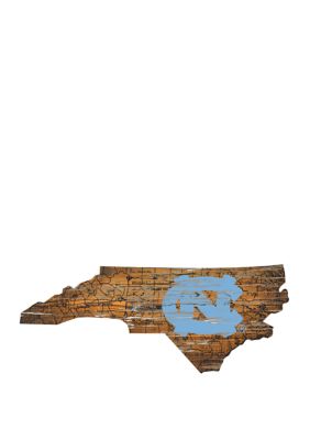Fan Creations NCAA North Carolina Tar Heels 24 in x 24 in Distressed State Sign with Logo