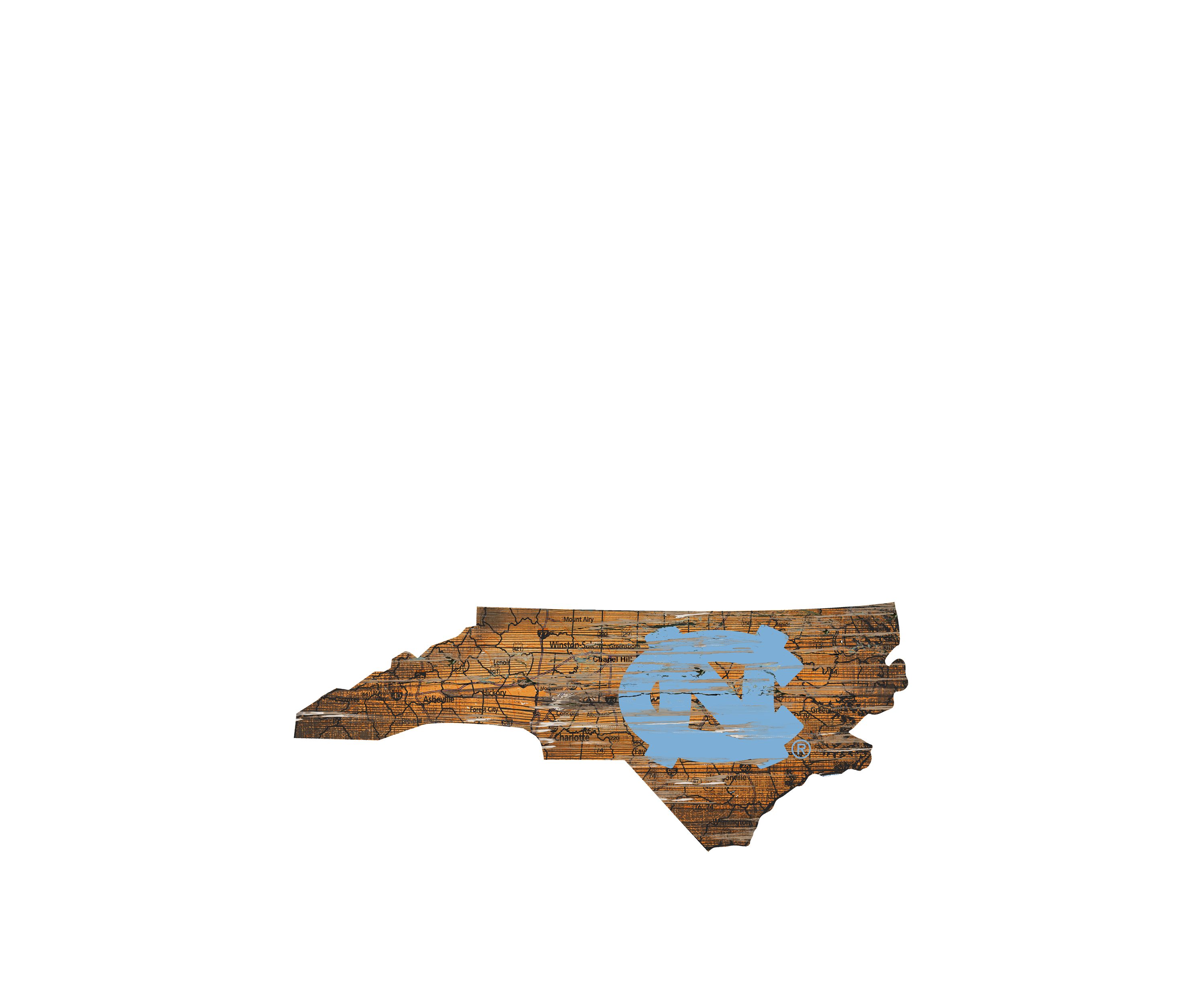 NCAA North Carolina Tar Heels 24 in x 24 in Distressed State Sign with Logo