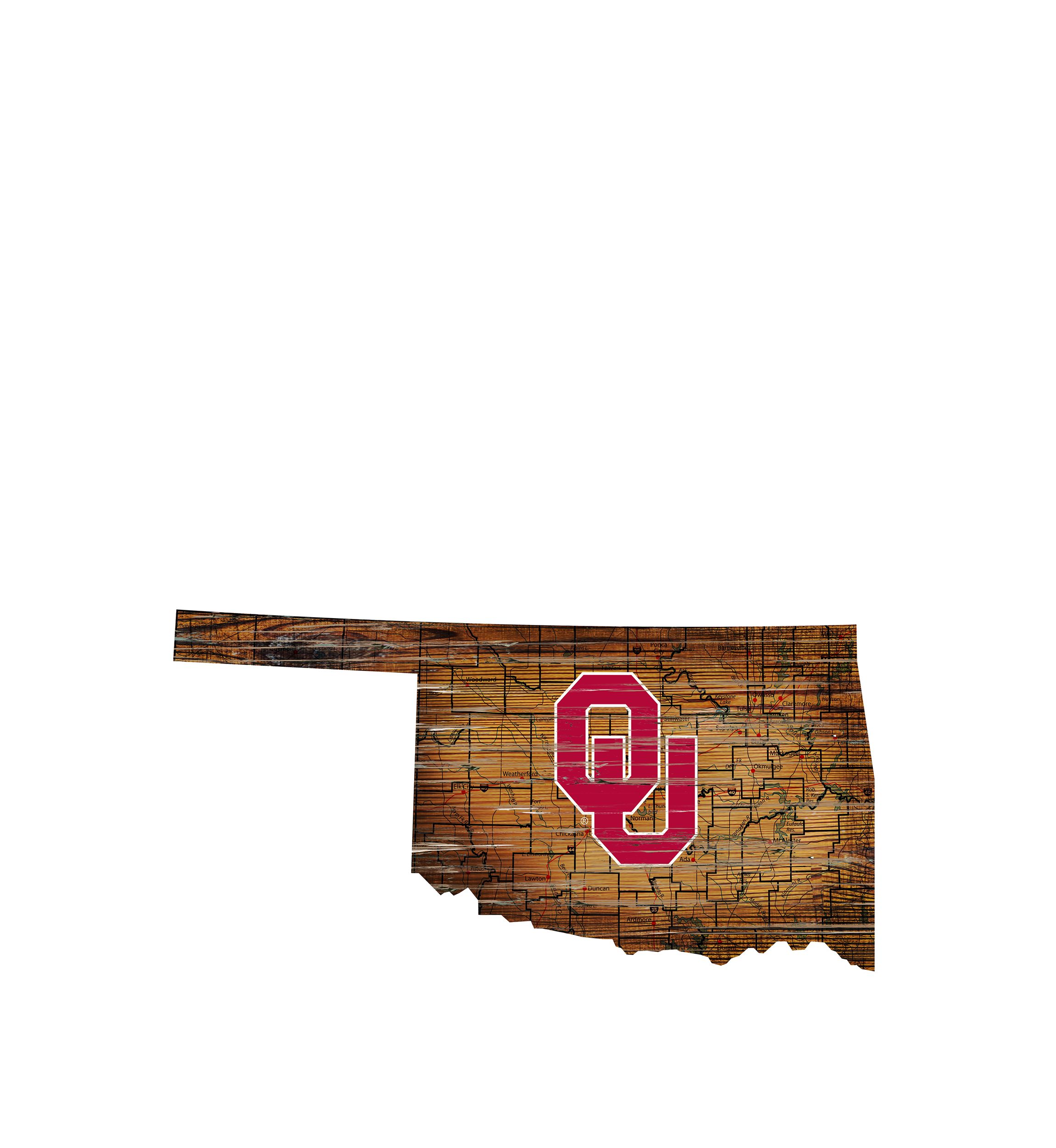 NCAA University of Oklahoma Sooners Distressed State with Logo