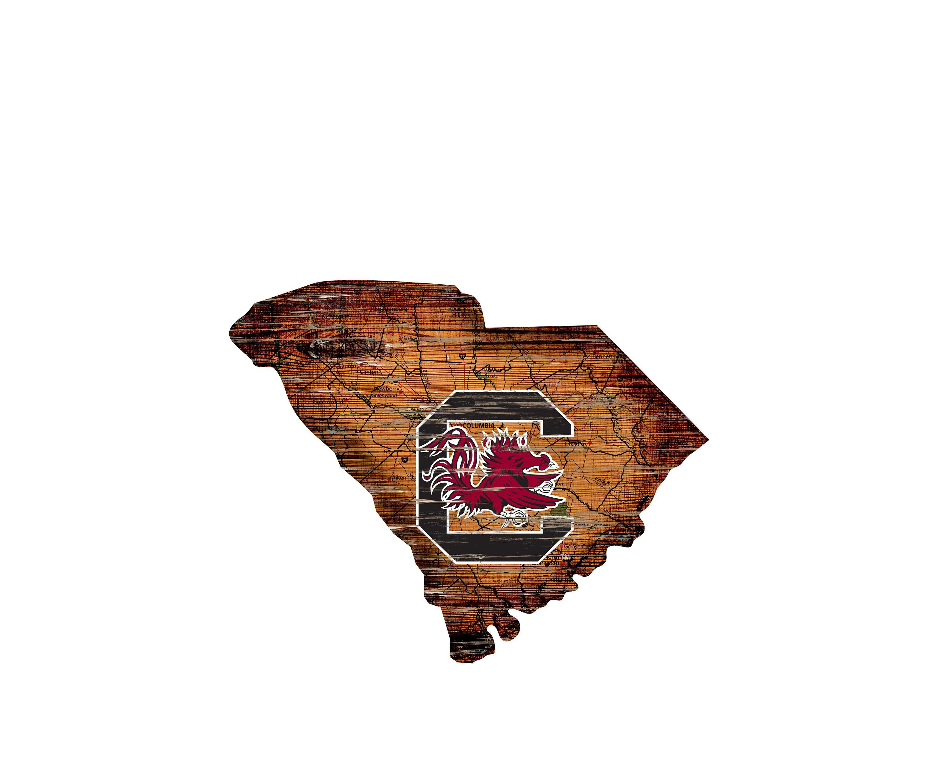 NCAA University of South Carolina Gamecocks Distressed State with Logo