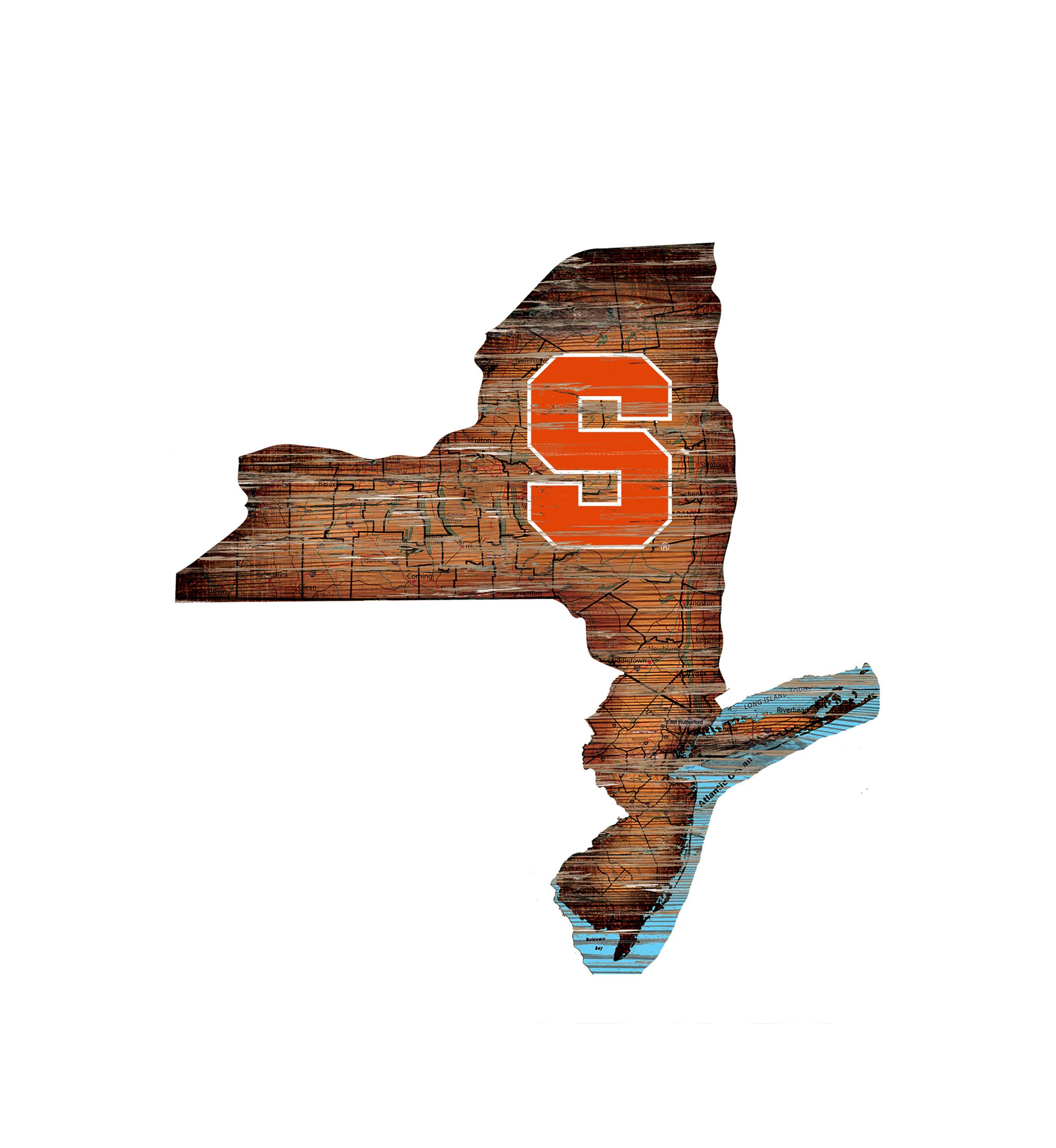 NCAA Syracuse Orange 24 in x 24 in Distressed State Sign with Logo