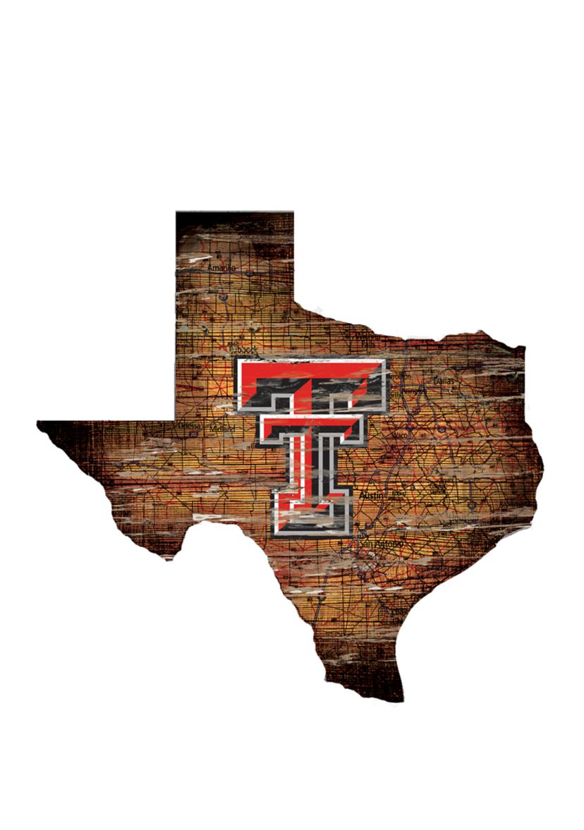 NCAA Texas Tech Red Raiders Distressed State with Logo