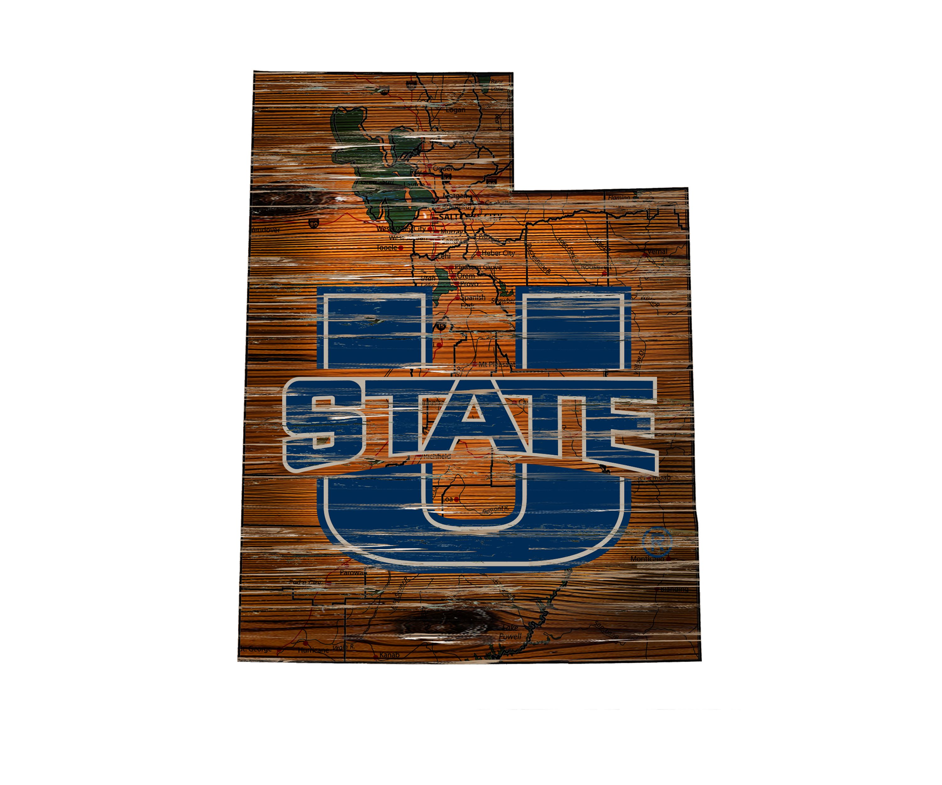 NCAA Utah State Aggies Distressed State with Logo