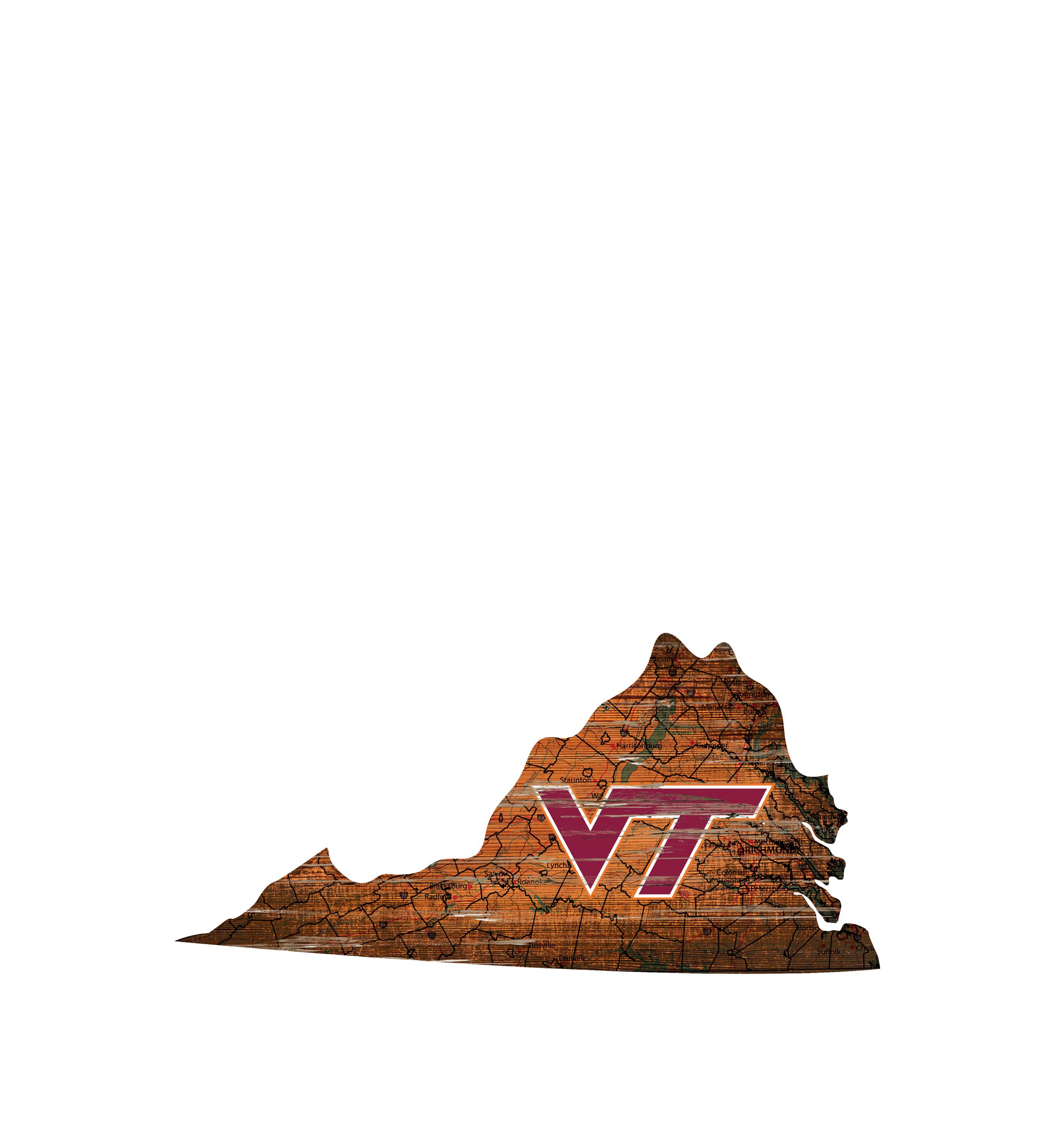 NCAA Virginia Tech Hokies Distressed State with Logo