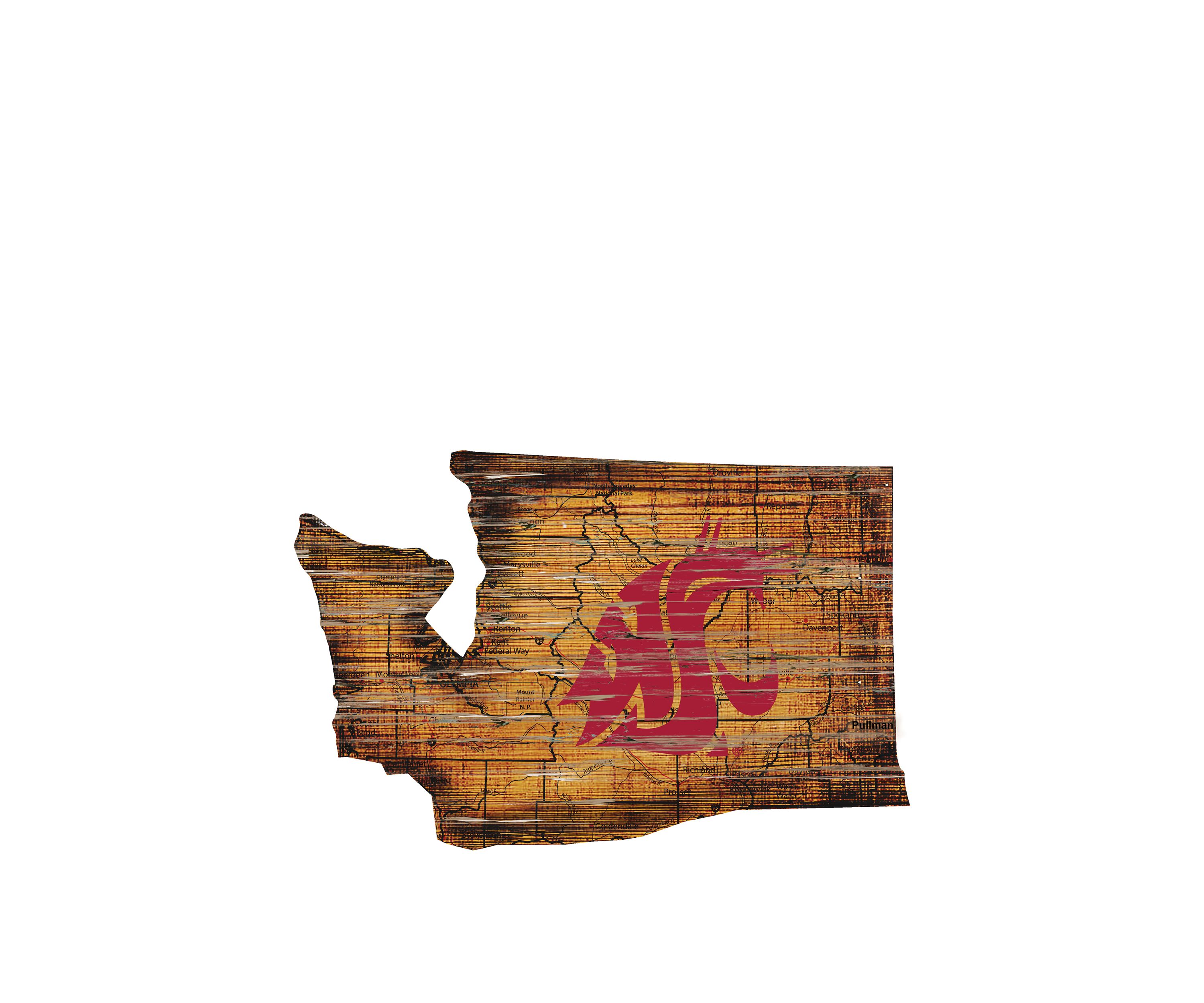 NCAA Washington State Cougars Distressed State with Logo