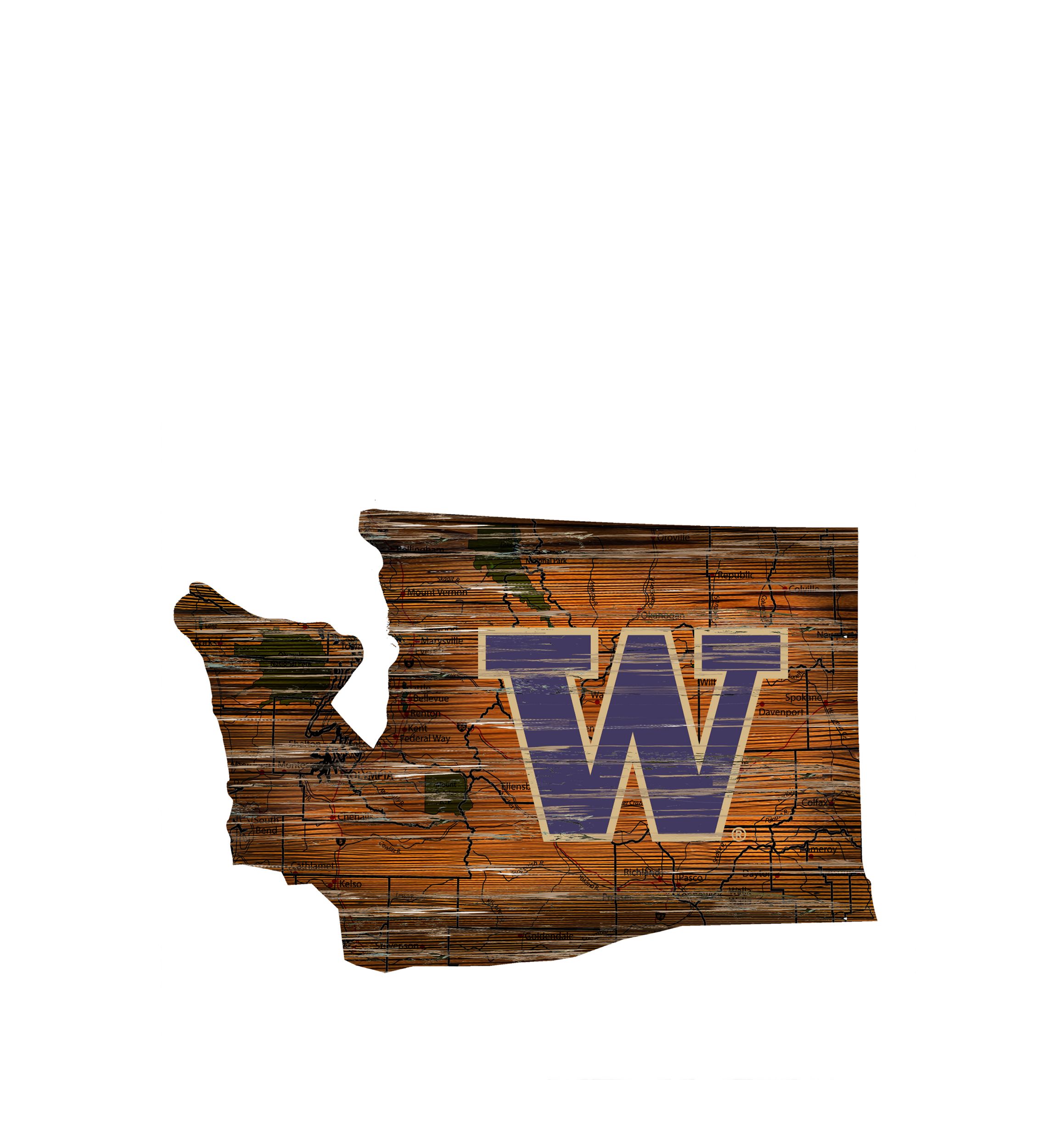 NCAA Washington Huskies Distressed State with Logo