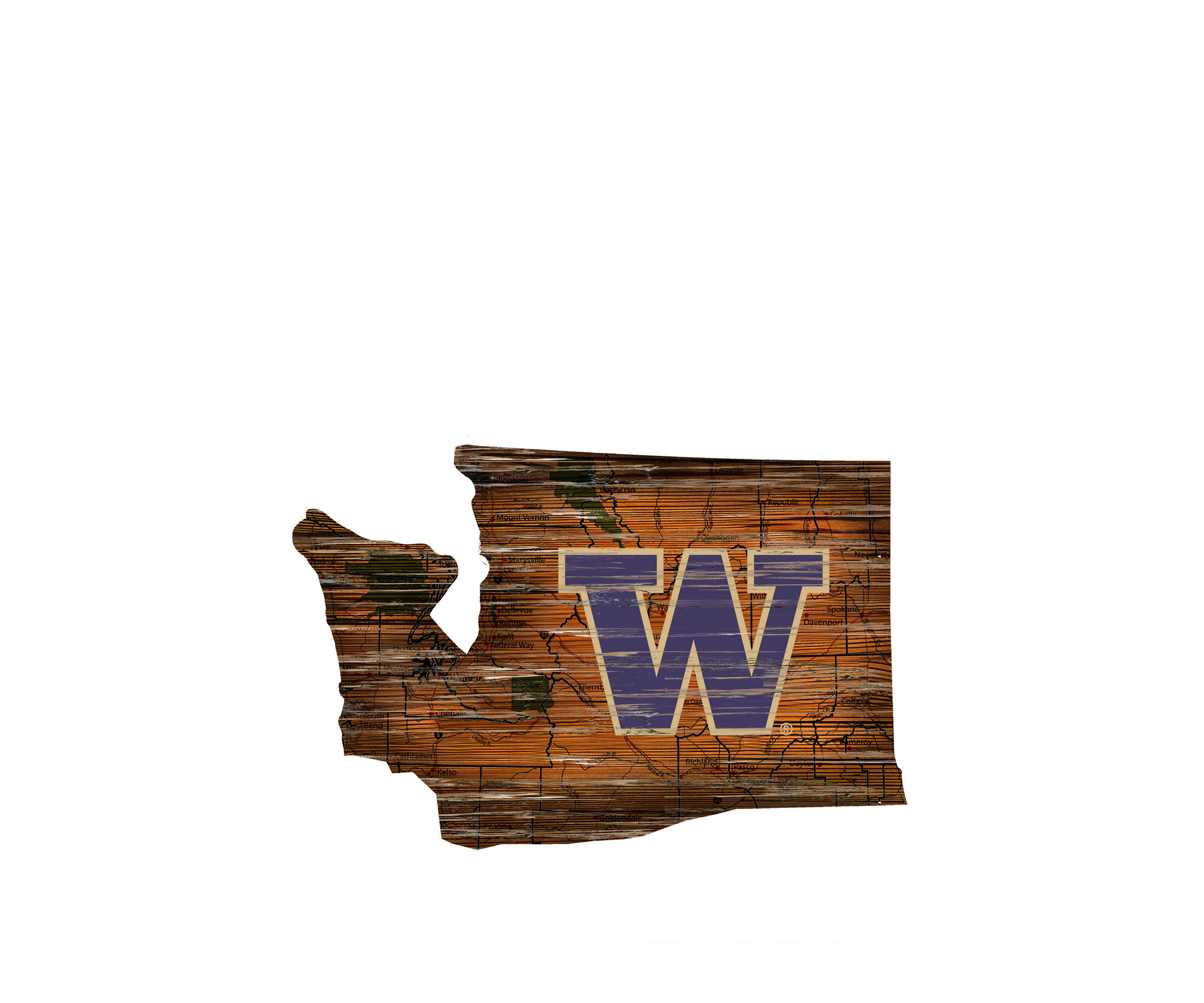 NCAA Washington Huskies Distressed State with Logo