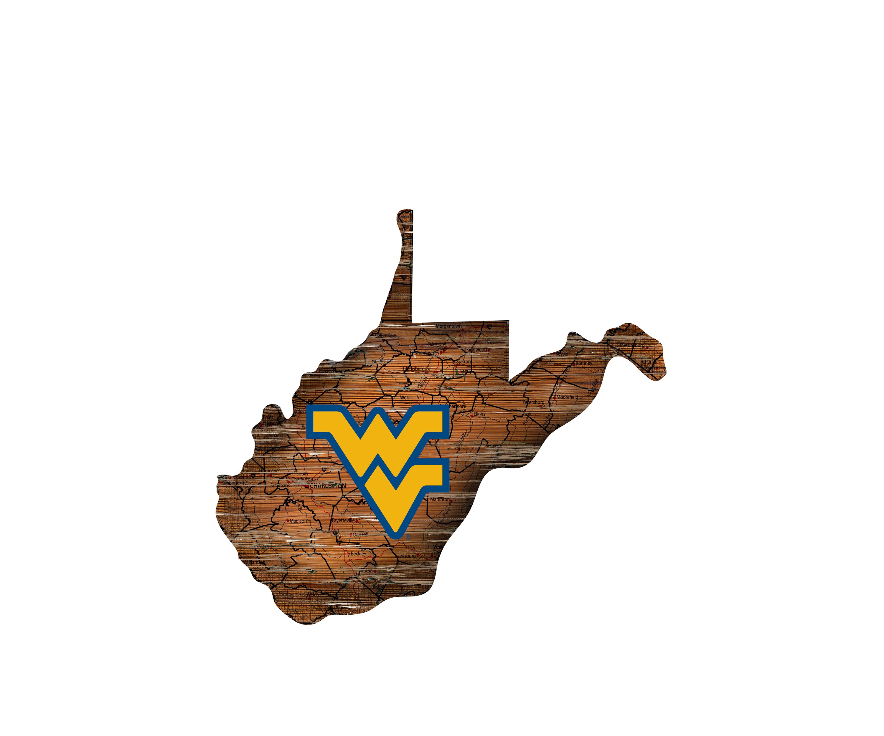 NCAA University of West Virginia Mountaineers Distressed State with Logo