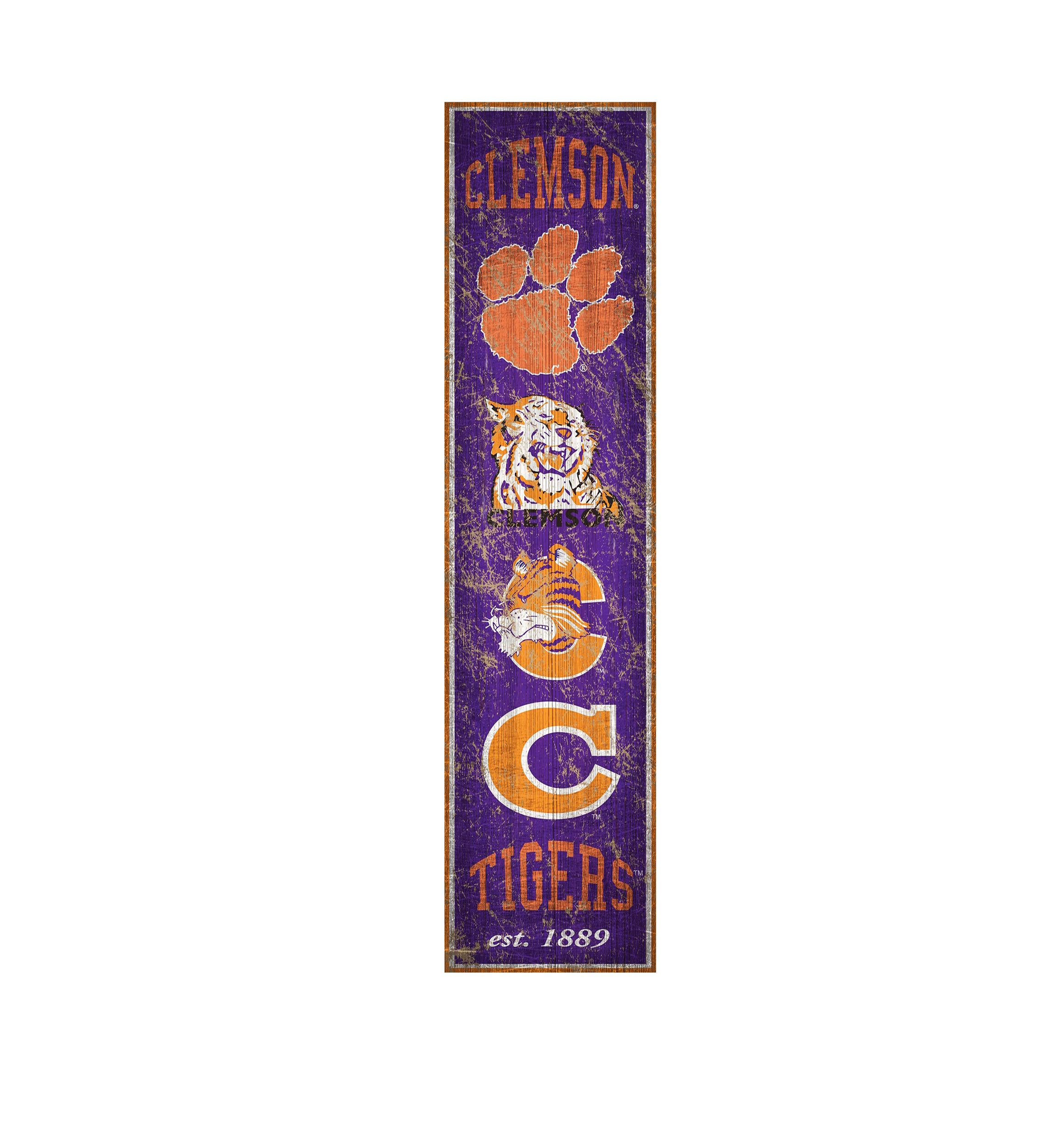 NCAA Clemson Tigers 6 in x 24 in Heritage Vertical Banner