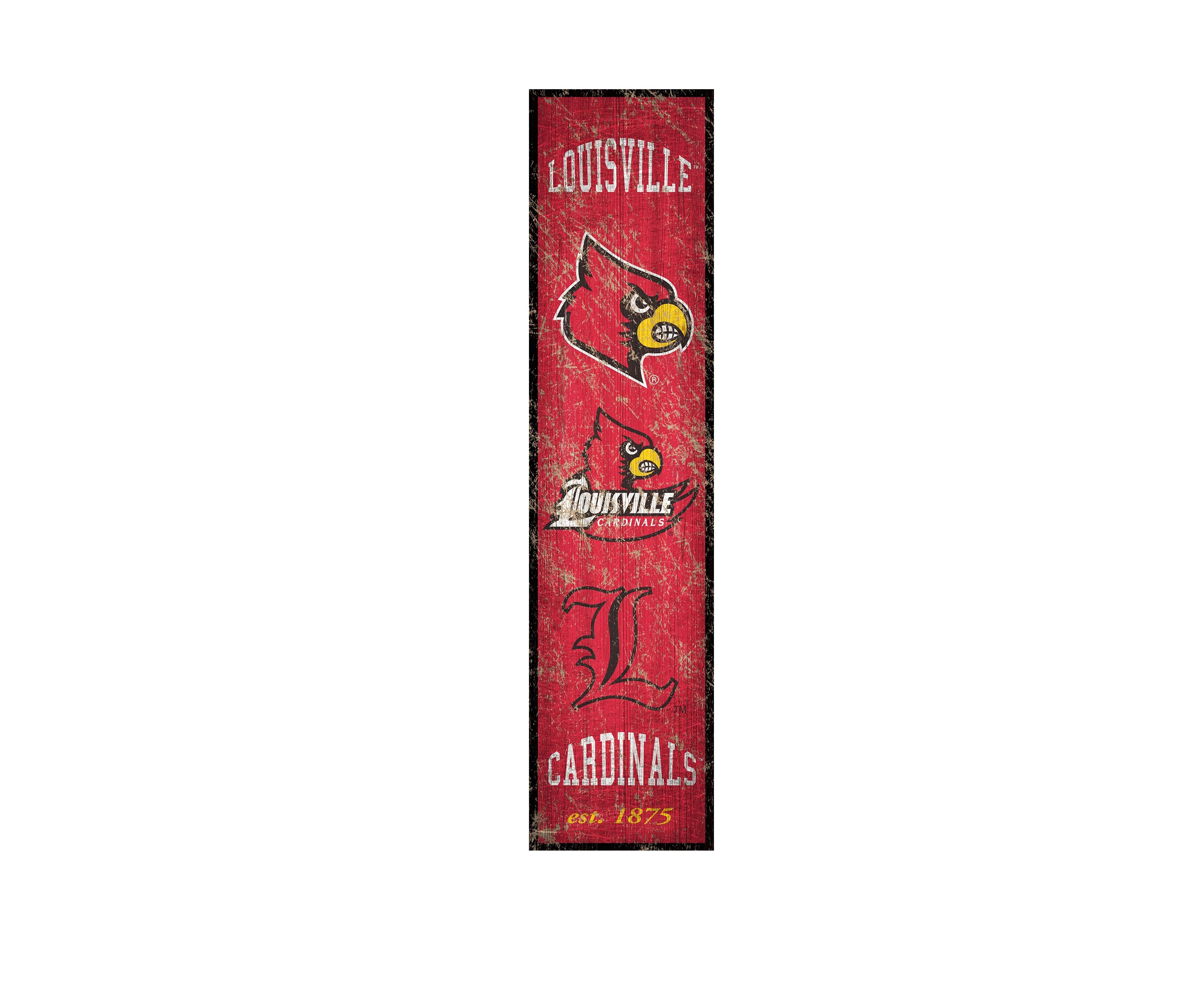 NCAA Louisville Cardinals 6 in x 24 in Vertical Heritage Banner