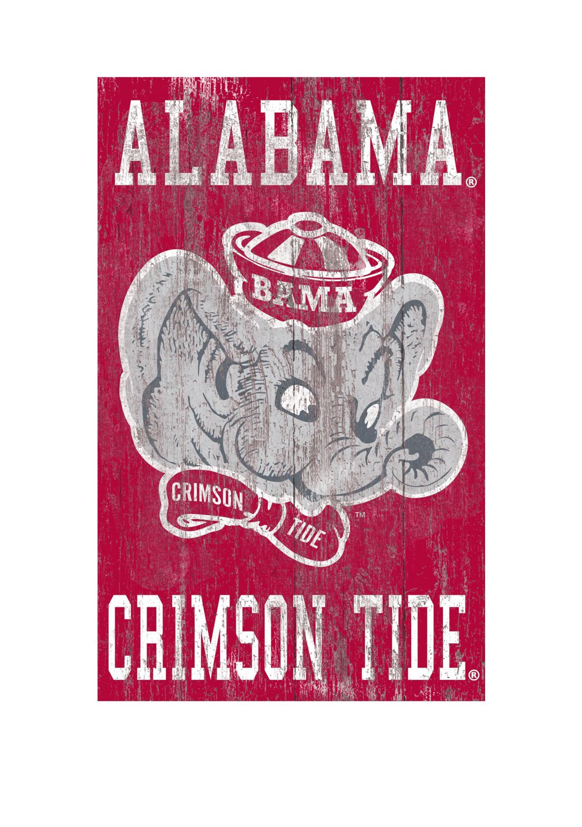 NCAA University of Alabama Crimson Tide 11 in x 19 in Distressed Heritage Logo 