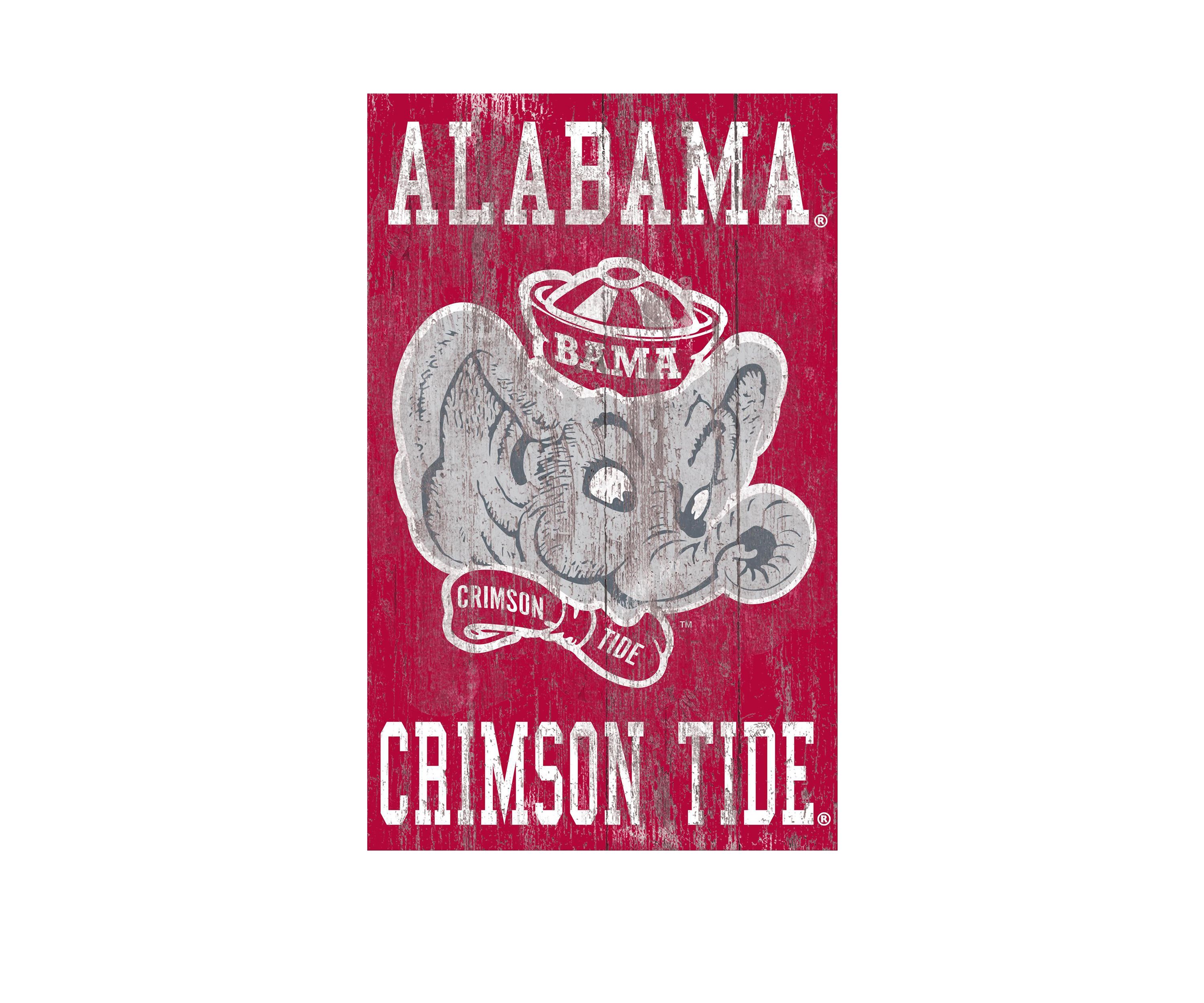 NCAA University of Alabama Crimson Tide 11 in x 19 in Distressed Heritage Logo 