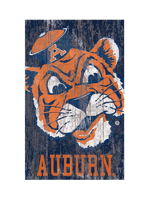NCAA Auburn University Tigers 11 in x 19 in Distressed Heritage Logo 