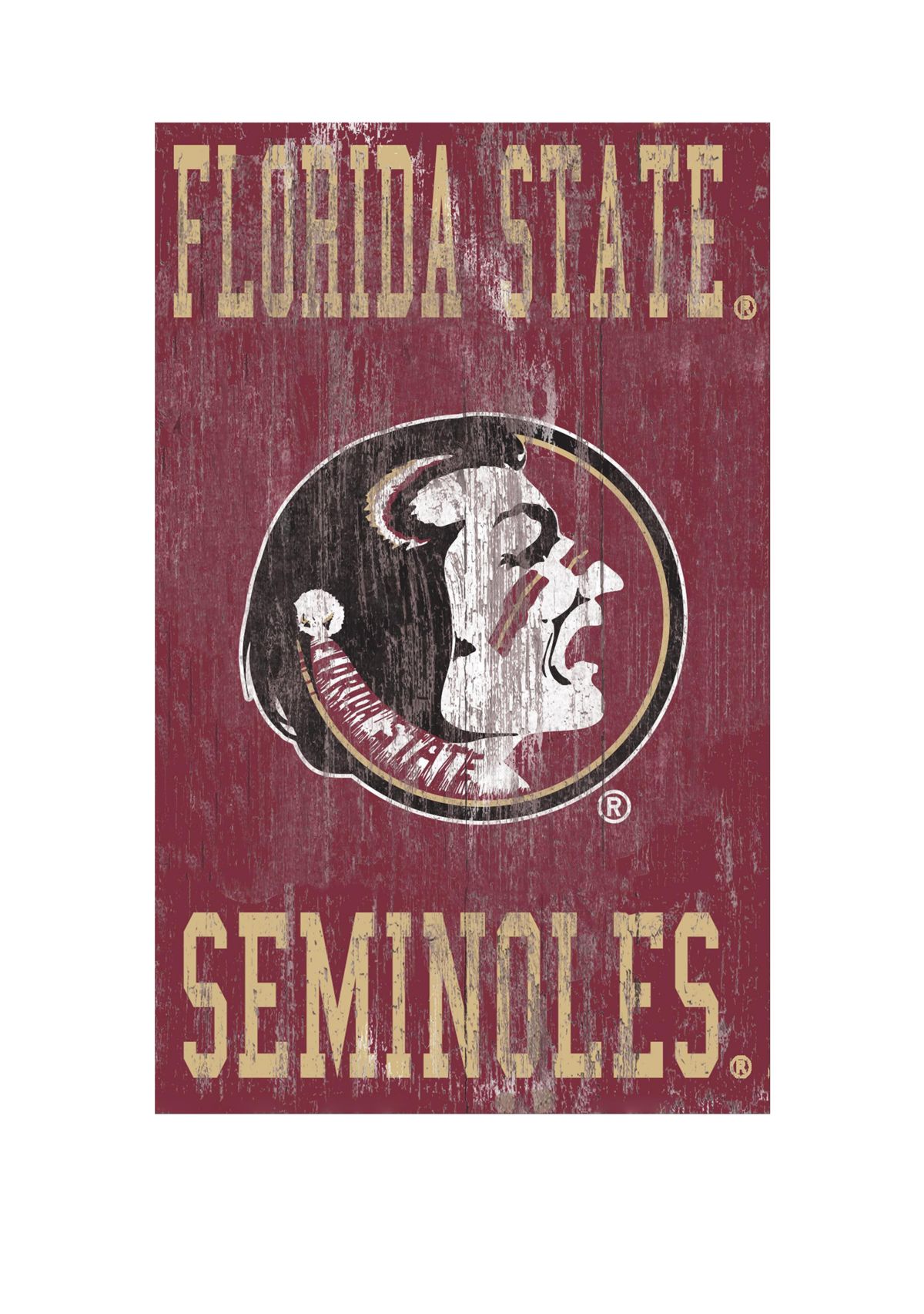 NCAA Florida State Seminoles 11 in x 19 in Heritage Distressed Logo