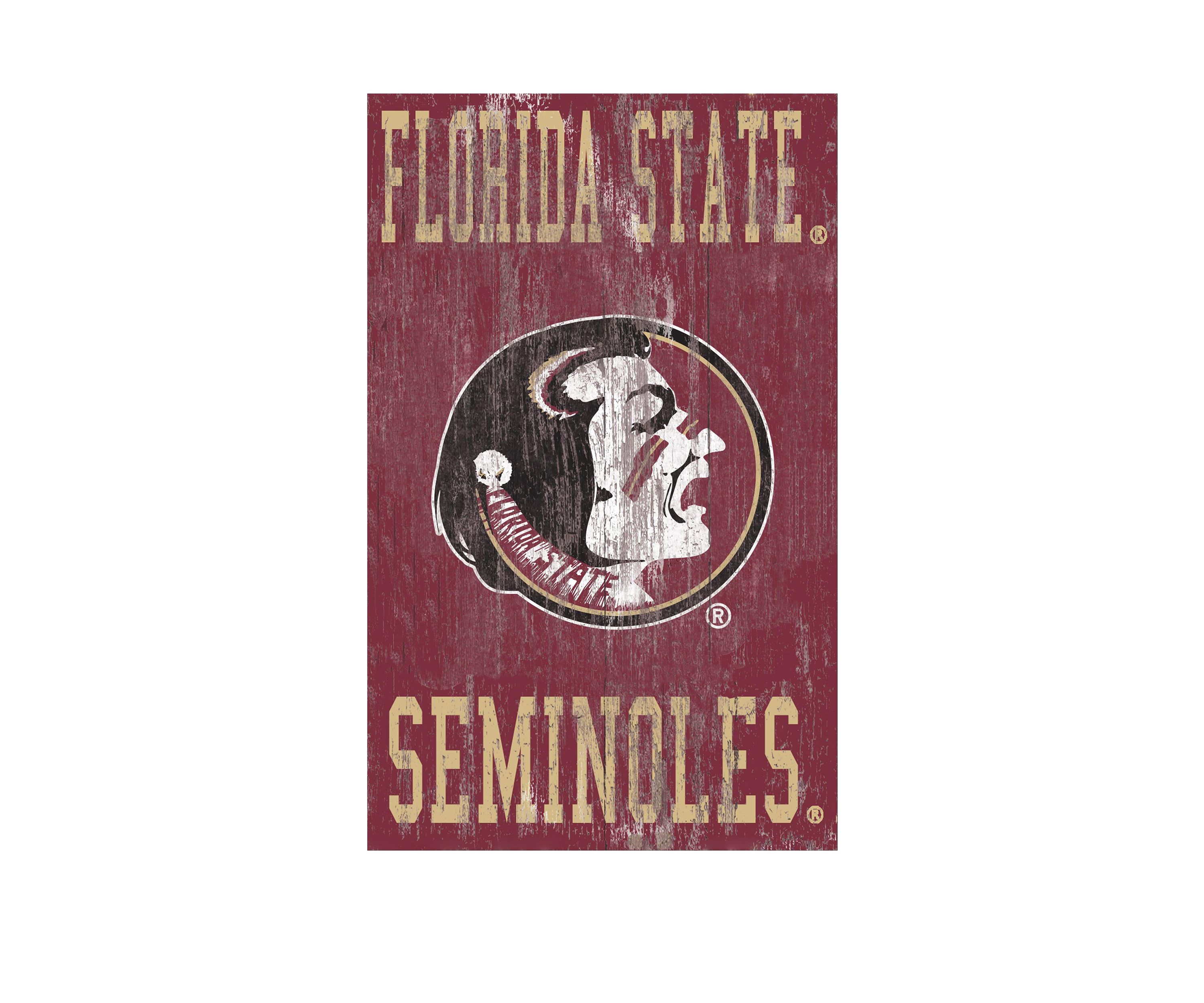NCAA Florida State Seminoles 11 in x 19 in Heritage Distressed Logo