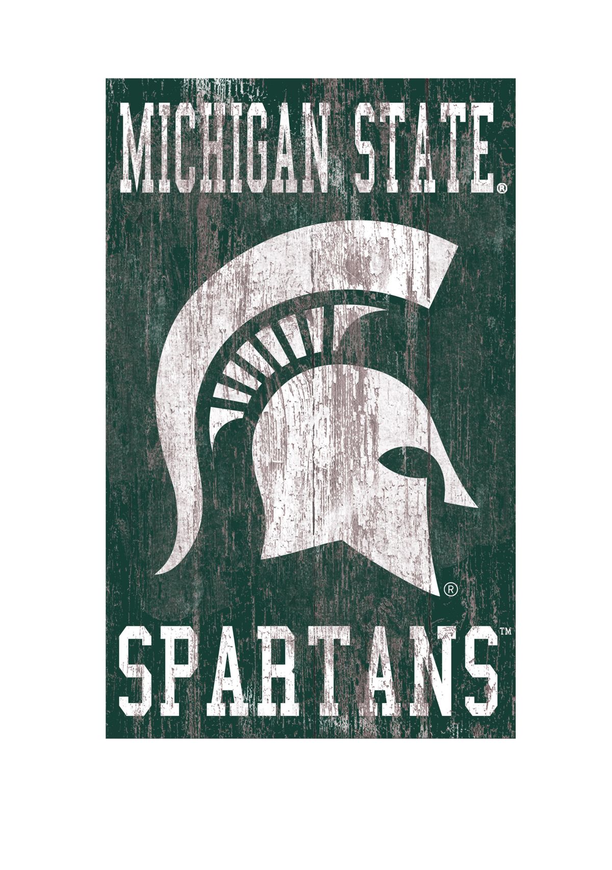 NCAA Michigan State Spartans 11 in x 20 in Heritage Distressed Logo