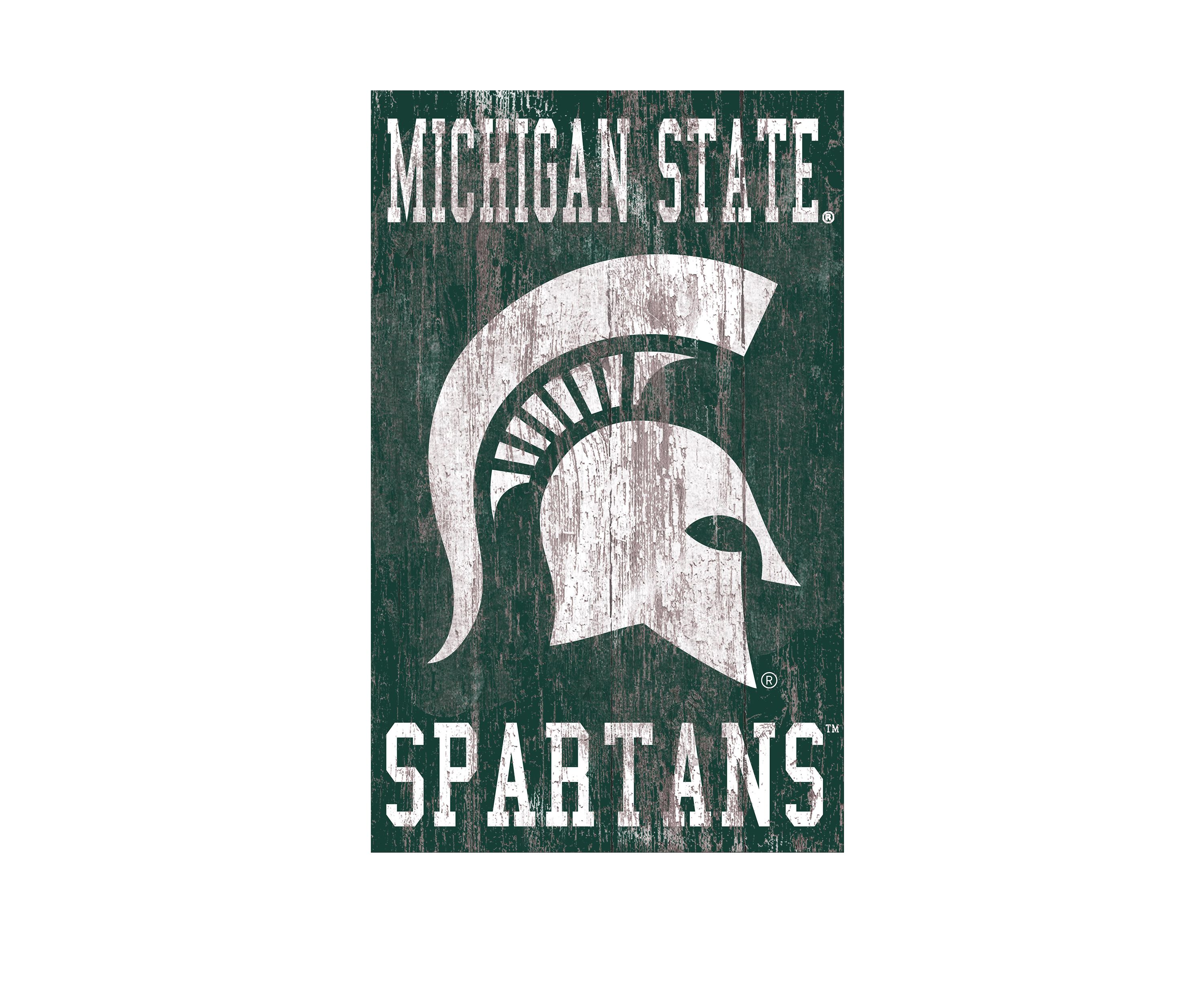 NCAA Michigan State Spartans 11 in x 20 in Heritage Distressed Logo