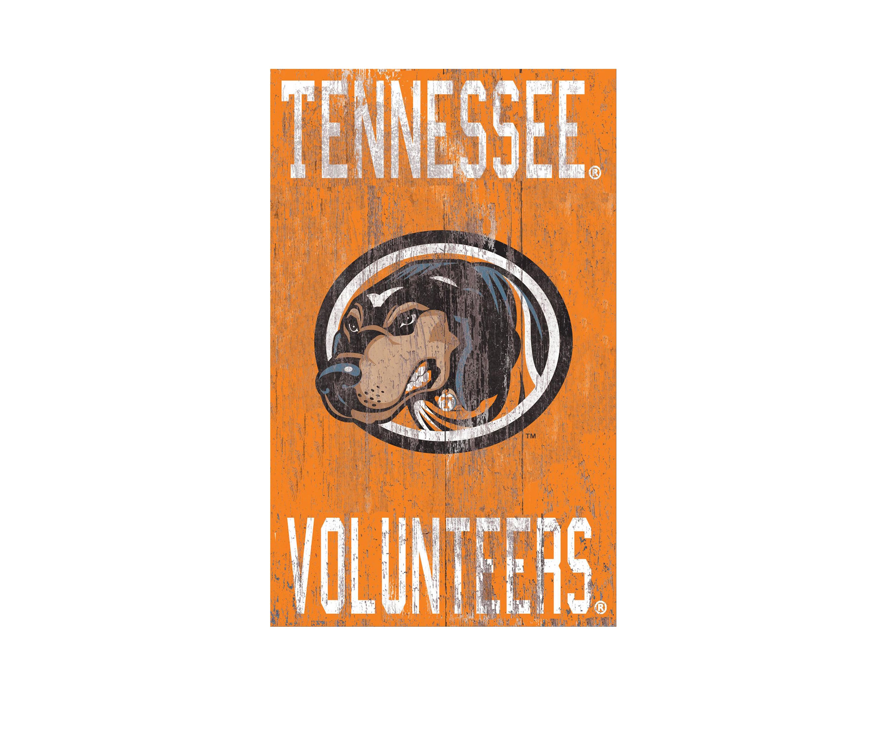 NCAA University of Tennessee Volunteers 11 in x 19 in Distressed Heritage Logo 