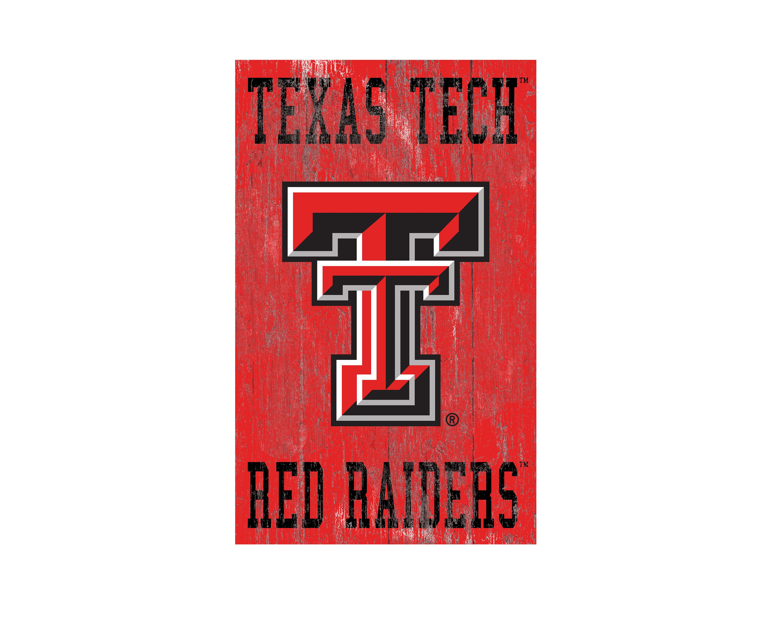 NCAA Texas Tech Red Raiders 11 in x 19 in Heritage Distressed Logo
