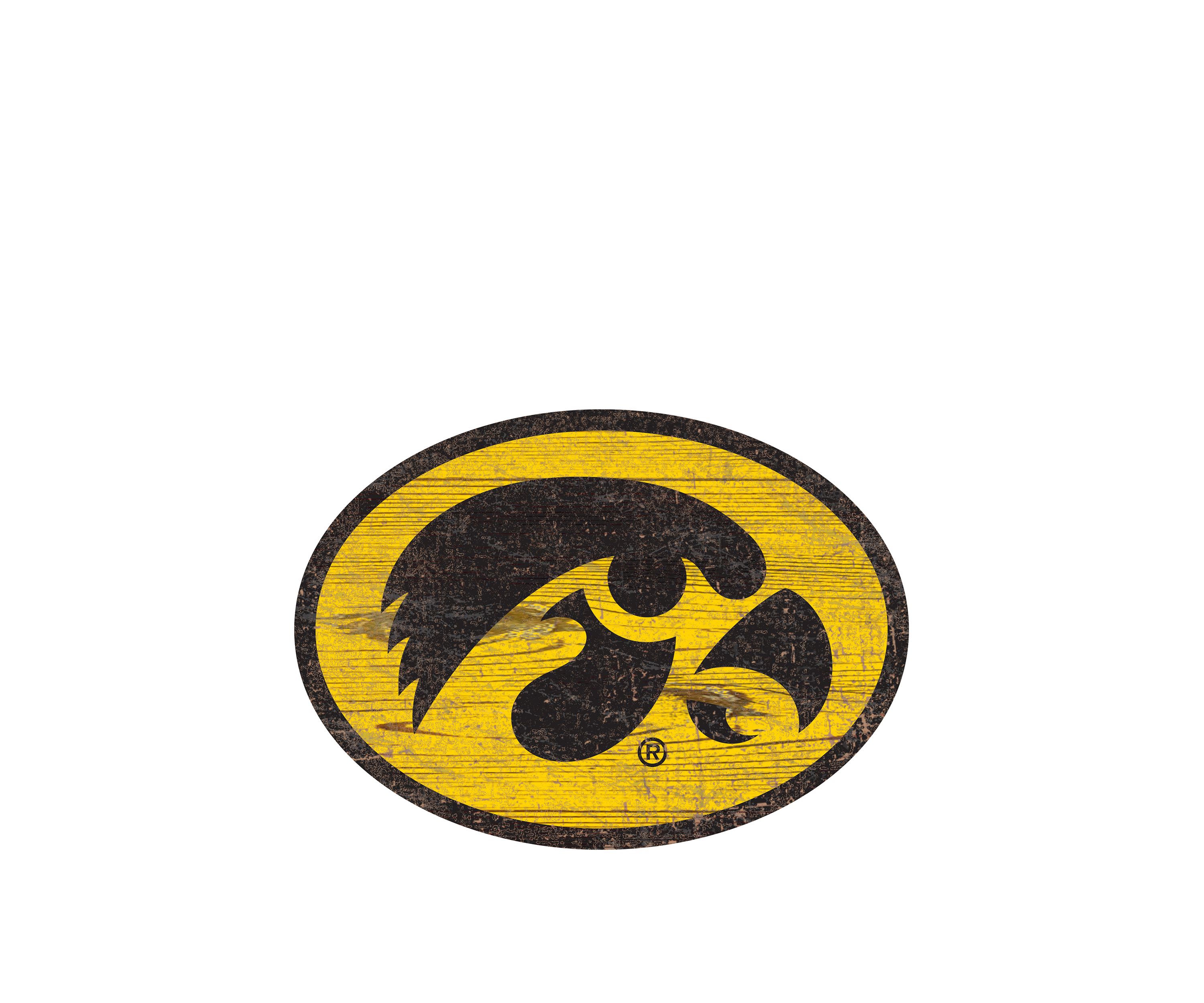 NCAA University of Iowa Hawkeyes Distressed Logo Cutout Sign