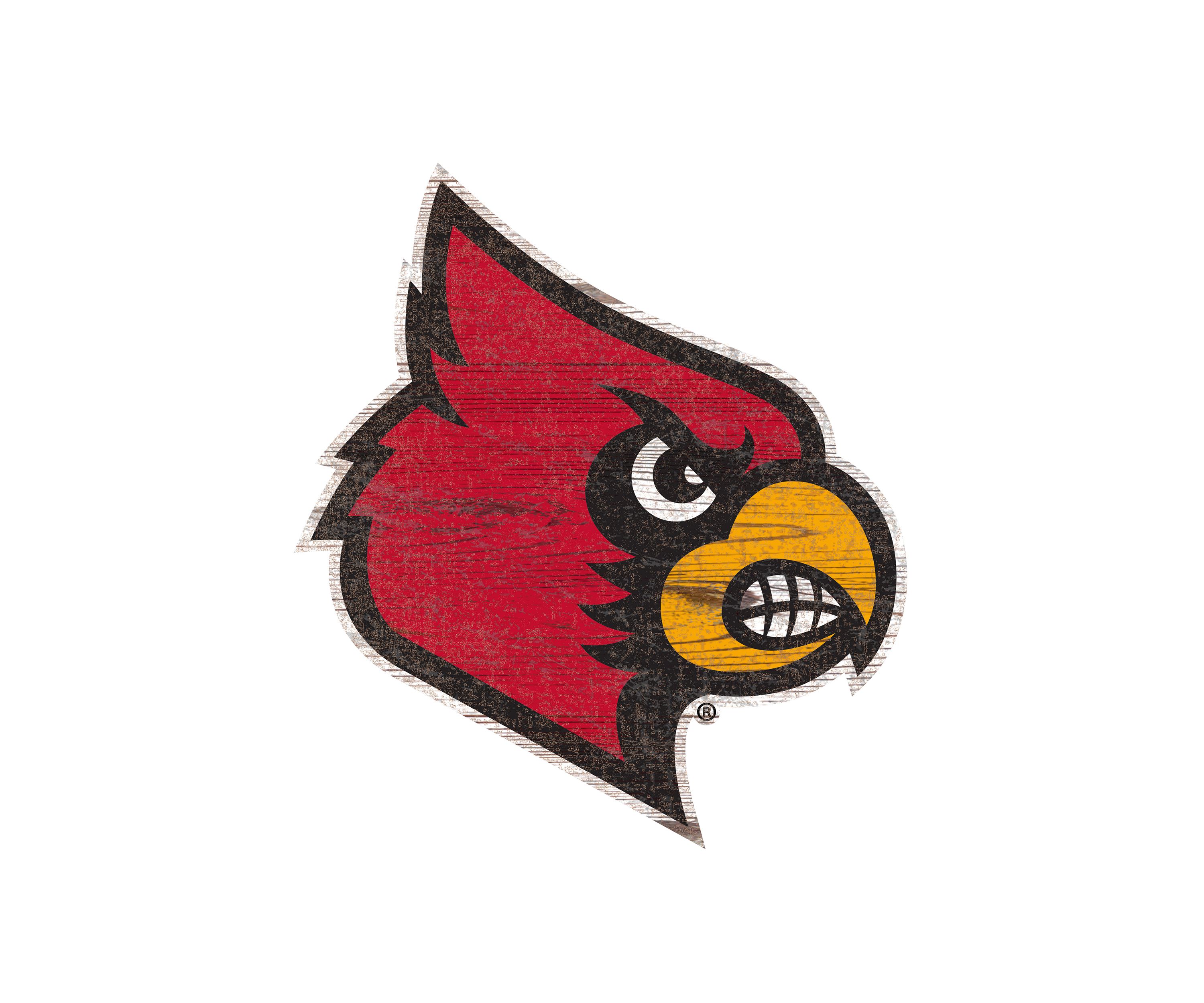 NCAA Louisville  Cardinals Distressed Logo Cutout Sign