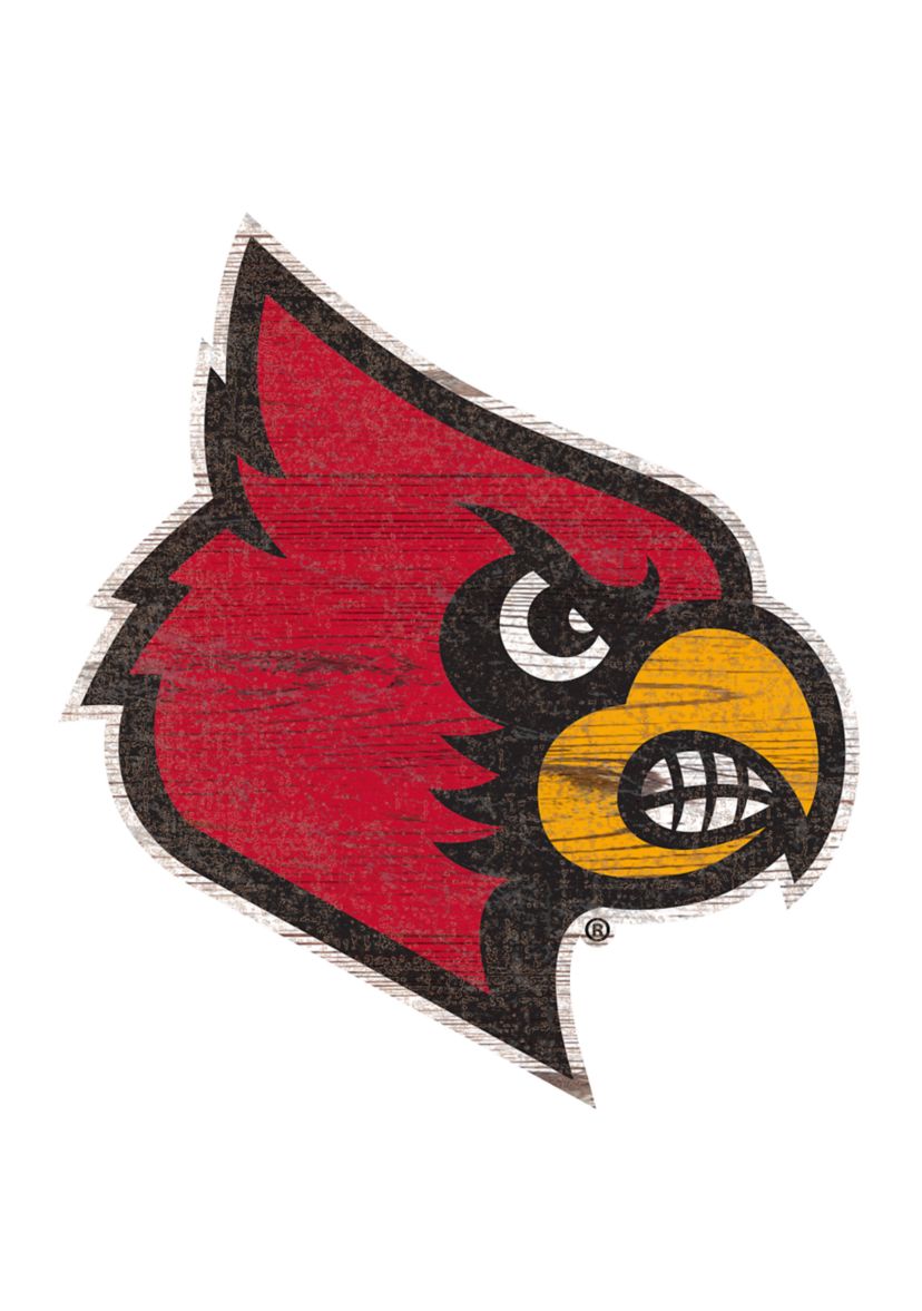 NCAA Louisville  Cardinals Distressed Logo Cutout Sign