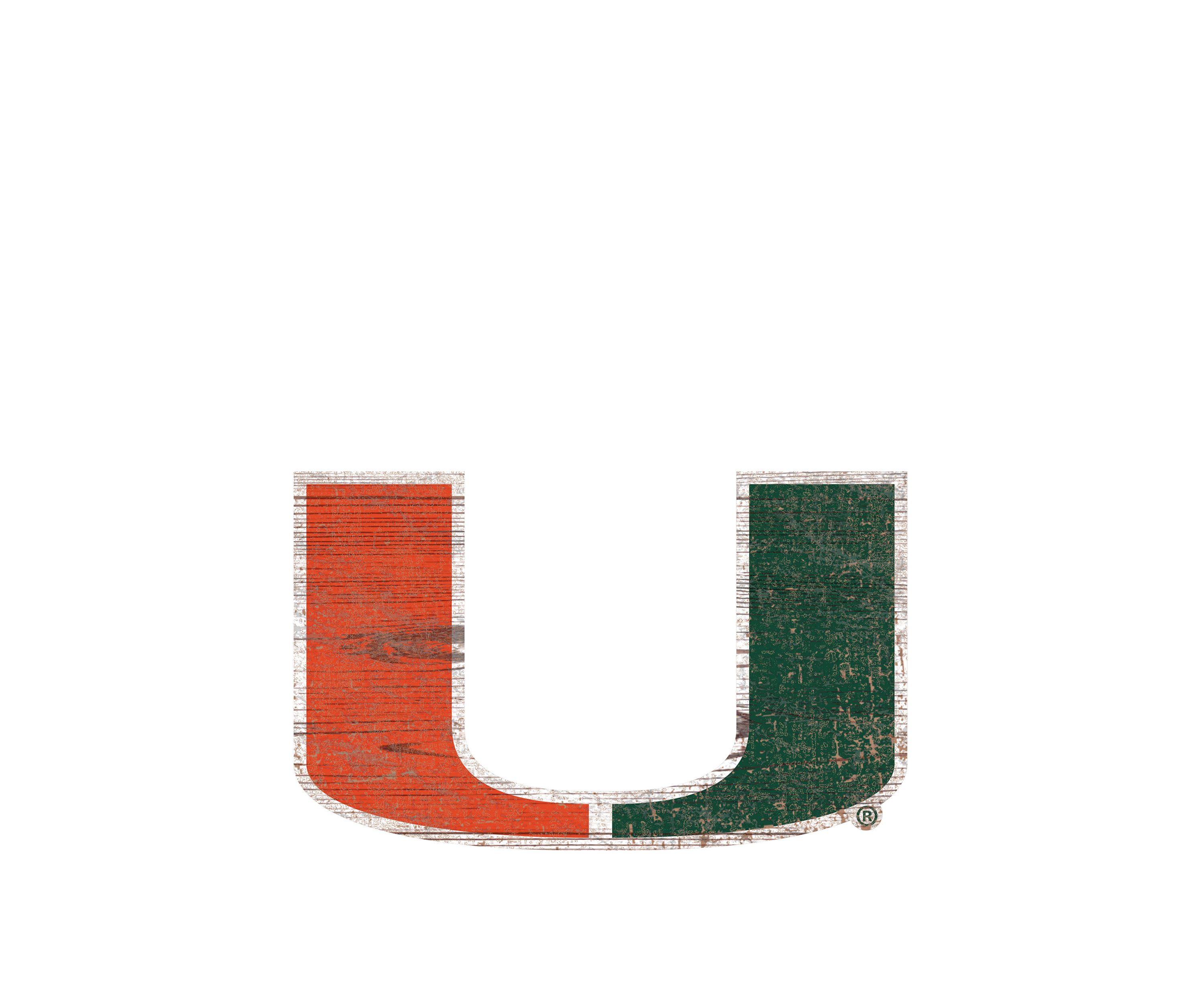 NCAA University of Miami Hurricans Distressed Logo Cutout Sign