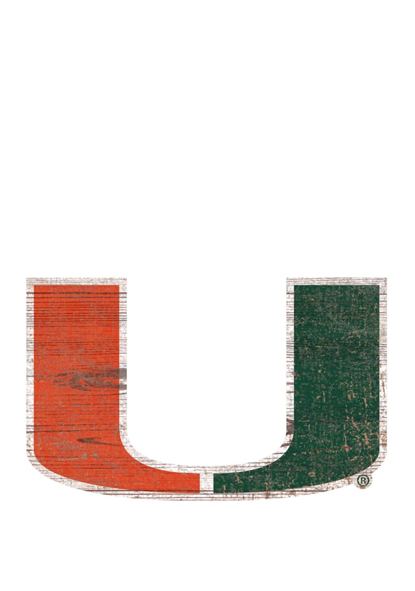 NCAA University of Miami Hurricans Distressed Logo Cutout Sign