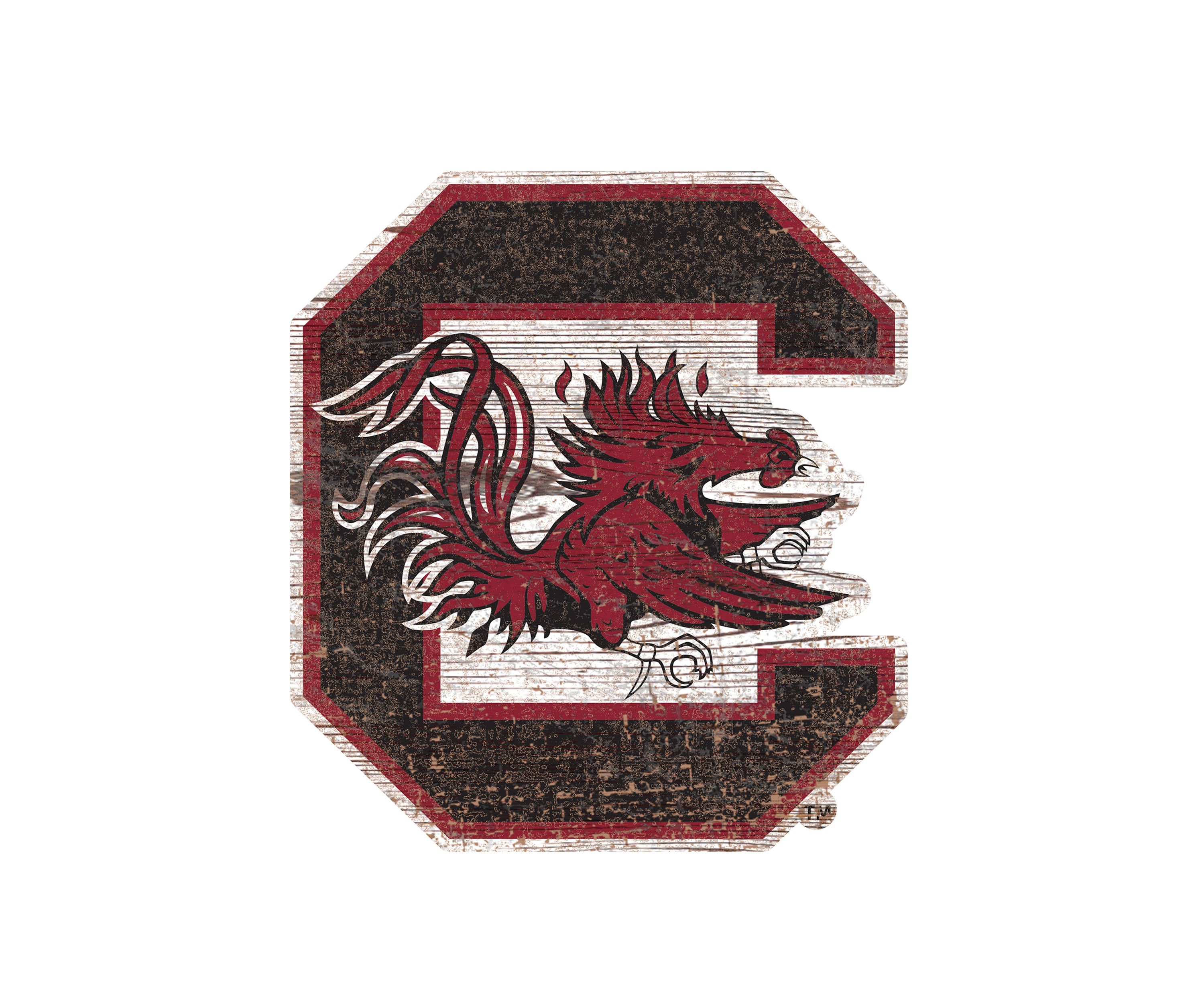 NCAA University of South Carolina Gamecocks Distressed Logo Cutout Sign