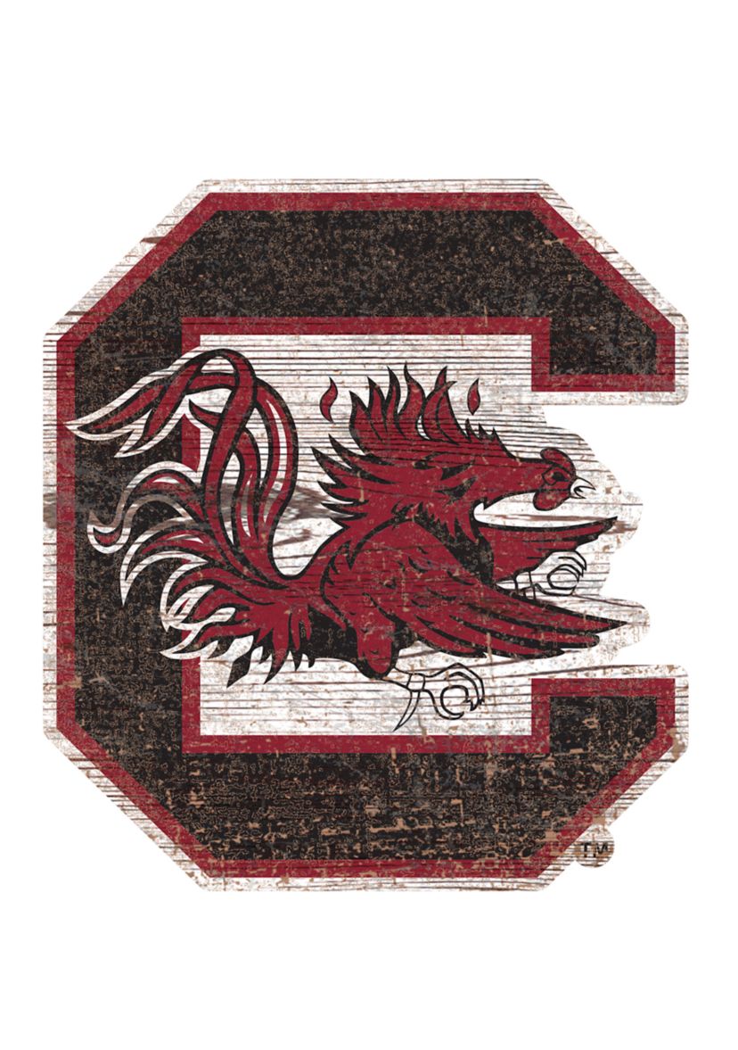 NCAA University of South Carolina Gamecocks Distressed Logo Cutout Sign